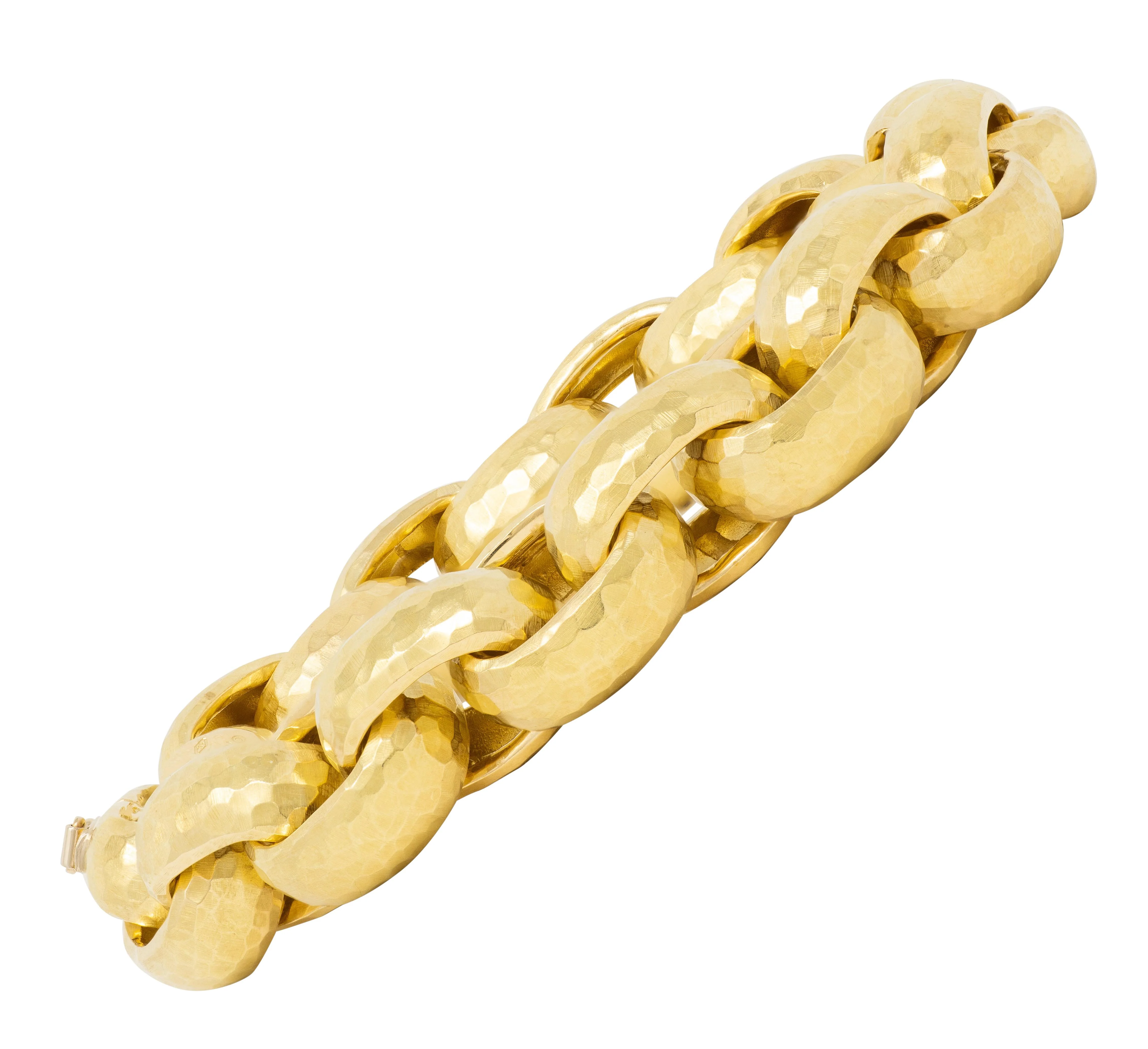 Paloma Picasso Tiffany & Co. 1980's Vintage 18 Karat Yellow Gold Hammered Link Bracelet