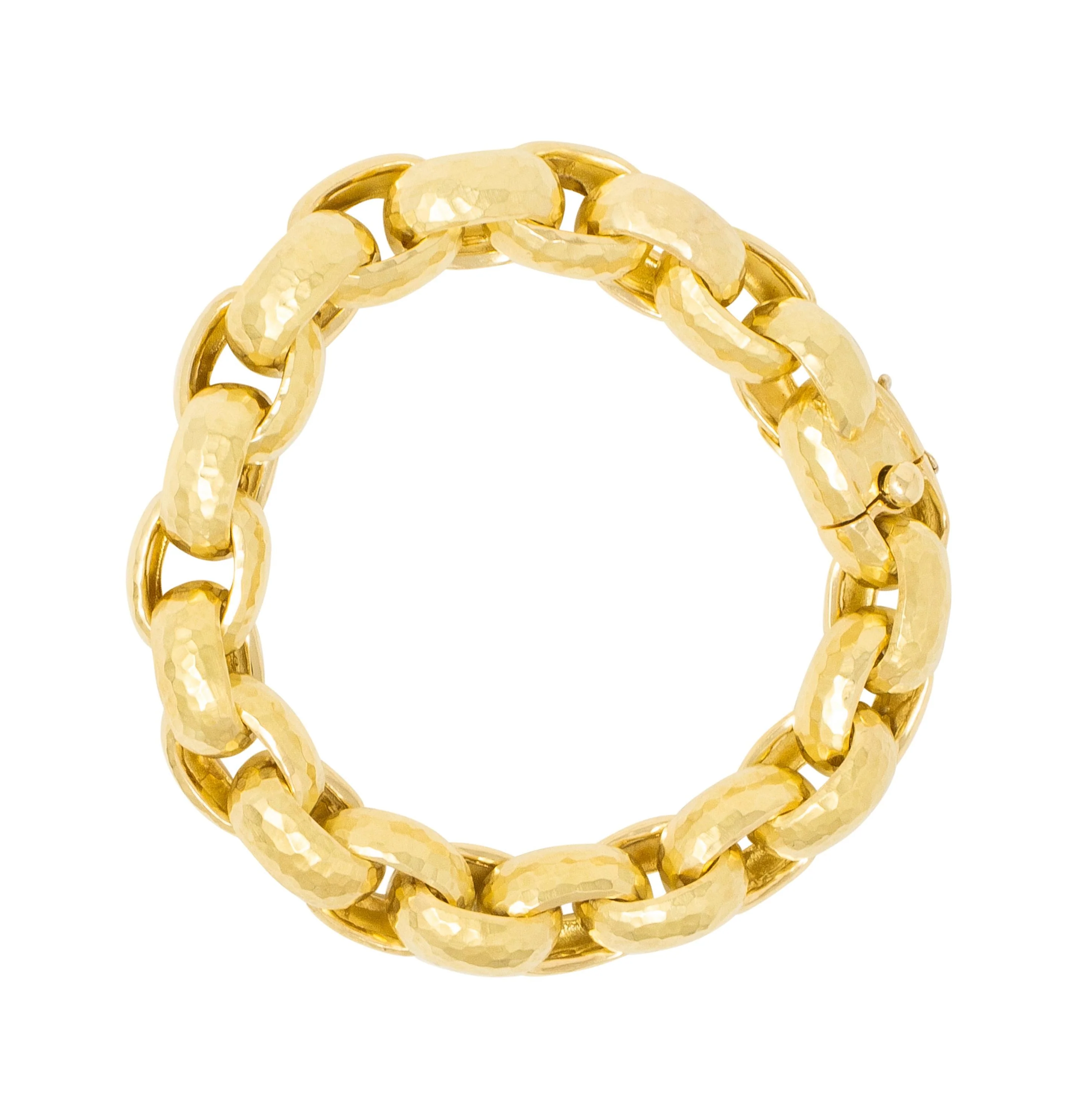 Paloma Picasso Tiffany & Co. 1980's Vintage 18 Karat Yellow Gold Hammered Link Bracelet - Image 6