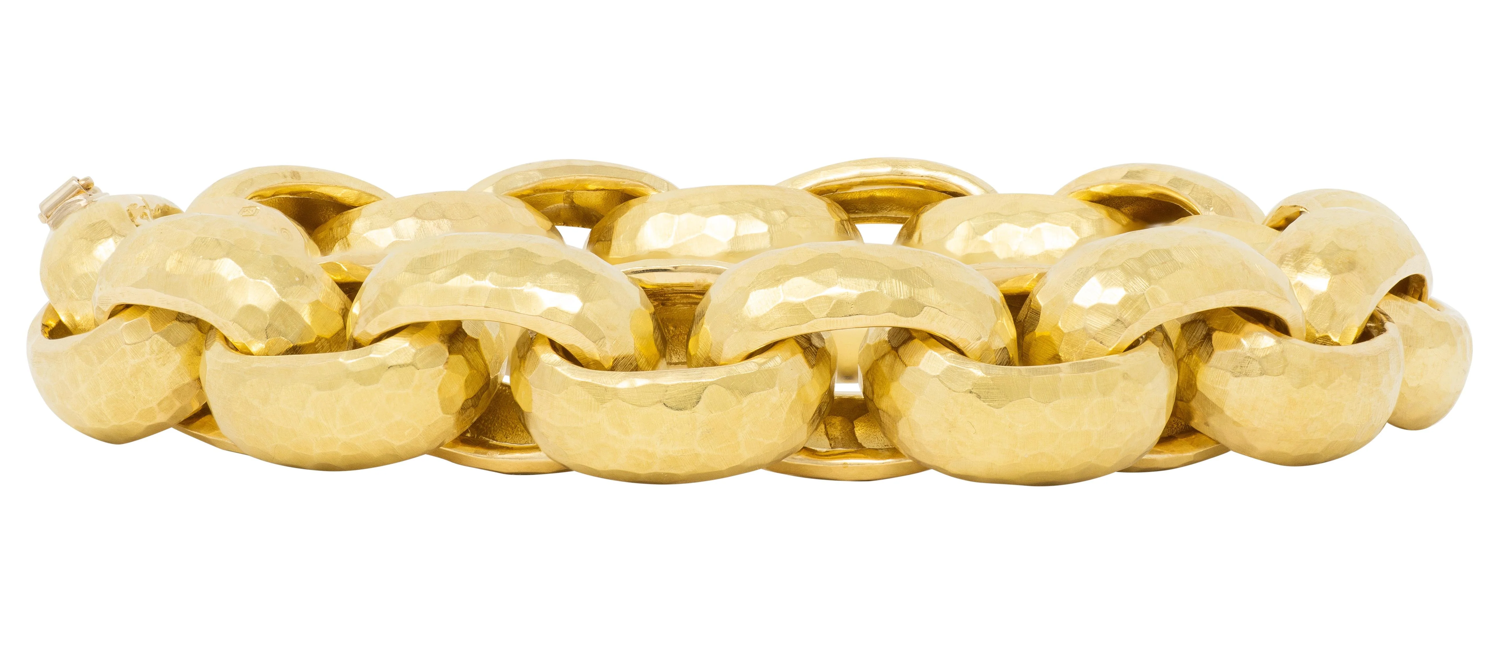 Paloma Picasso Tiffany & Co. 1980's Vintage 18 Karat Yellow Gold Hammered Link Bracelet - Image 8
