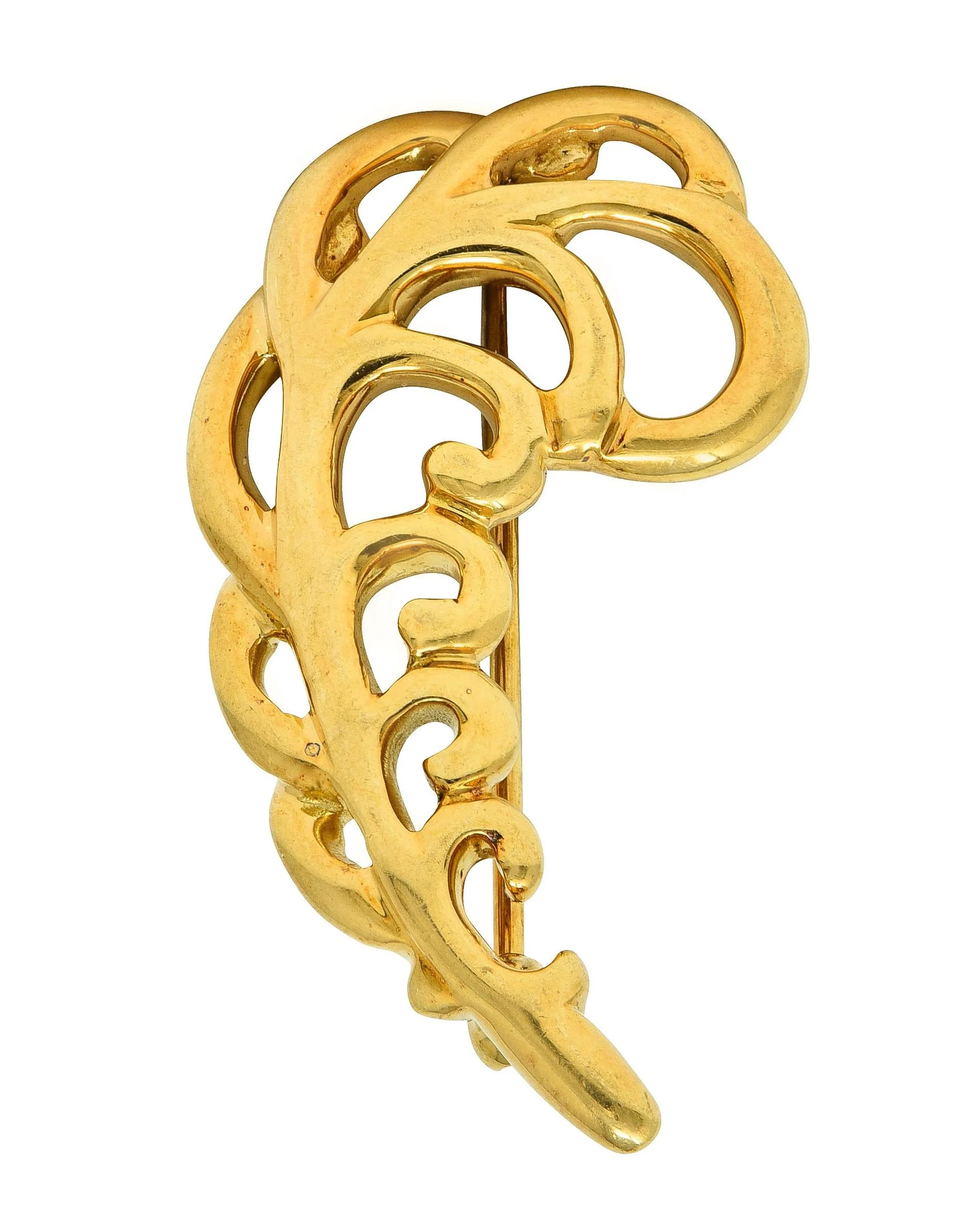 Paloma Picasso Tiffany & Co. 1981 18 Karat Yellow Gold Vintage Feather Plume Brooch