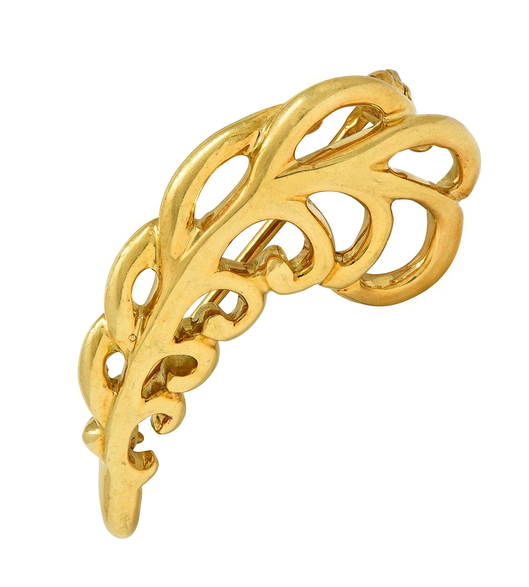 Paloma Picasso Tiffany & Co. 1981 18 Karat Yellow Gold Vintage Feather Plume Brooch - Image 7