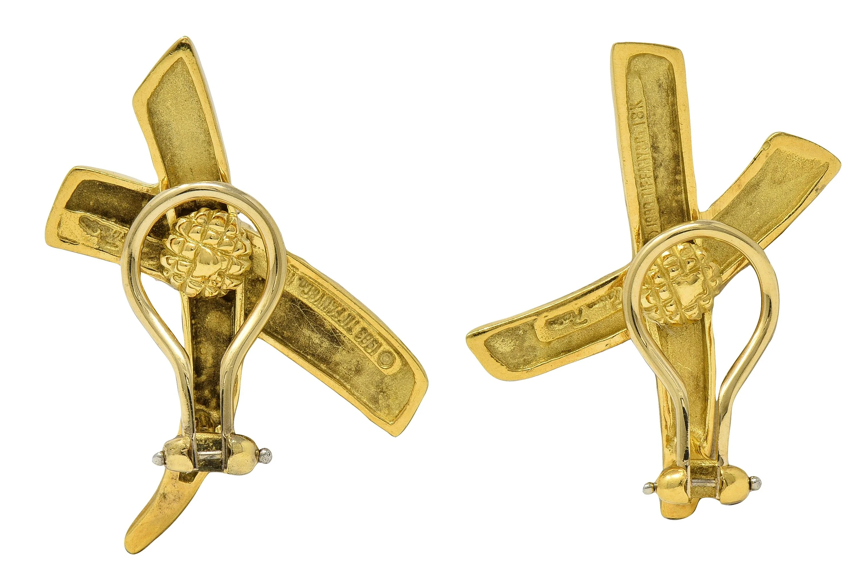 Paloma Picasso Tiffany & Co. 1983 18 Karat Yellow Gold X Graffiti Vintage Ear-Clip Earrings - Image 4