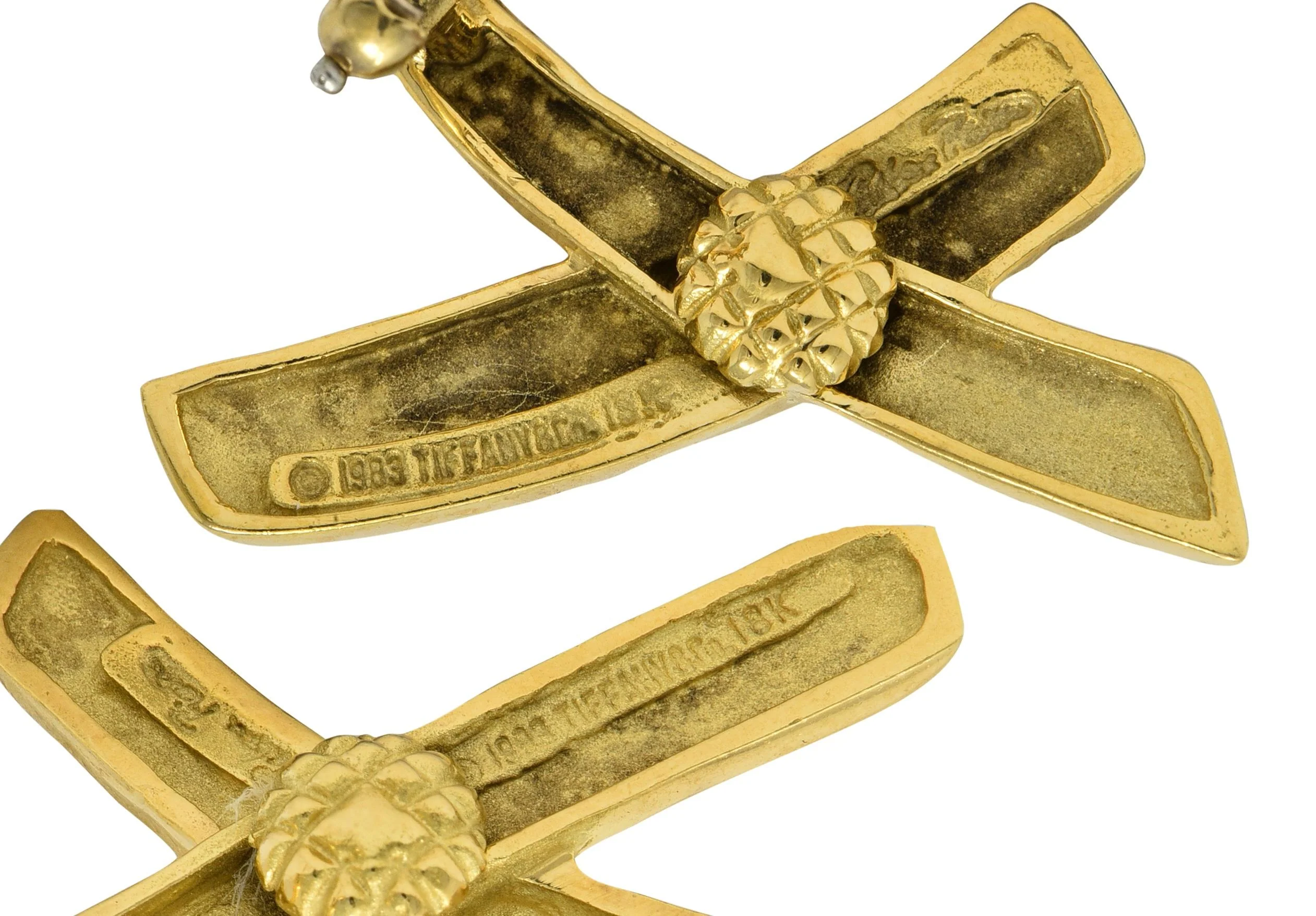 Paloma Picasso Tiffany & Co. 1983 18 Karat Yellow Gold X Graffiti Vintage Ear-Clip Earrings - Image 7