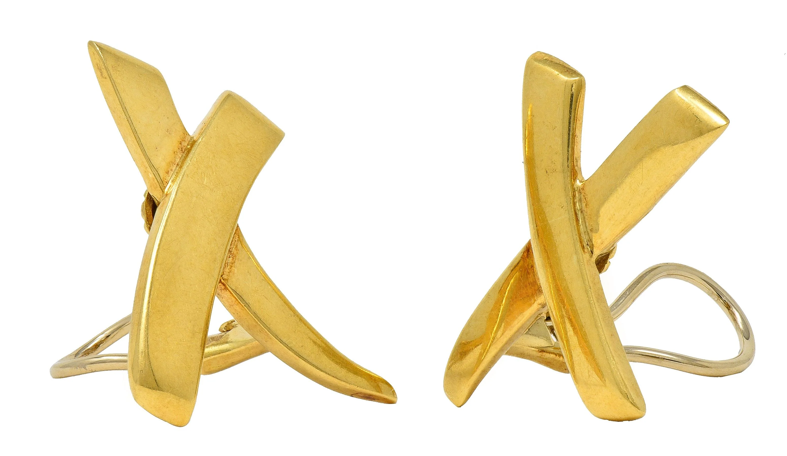 Paloma Picasso Tiffany & Co. 1983 18 Karat Yellow Gold X Graffiti Vintage Ear-Clip Earrings - Image 8
