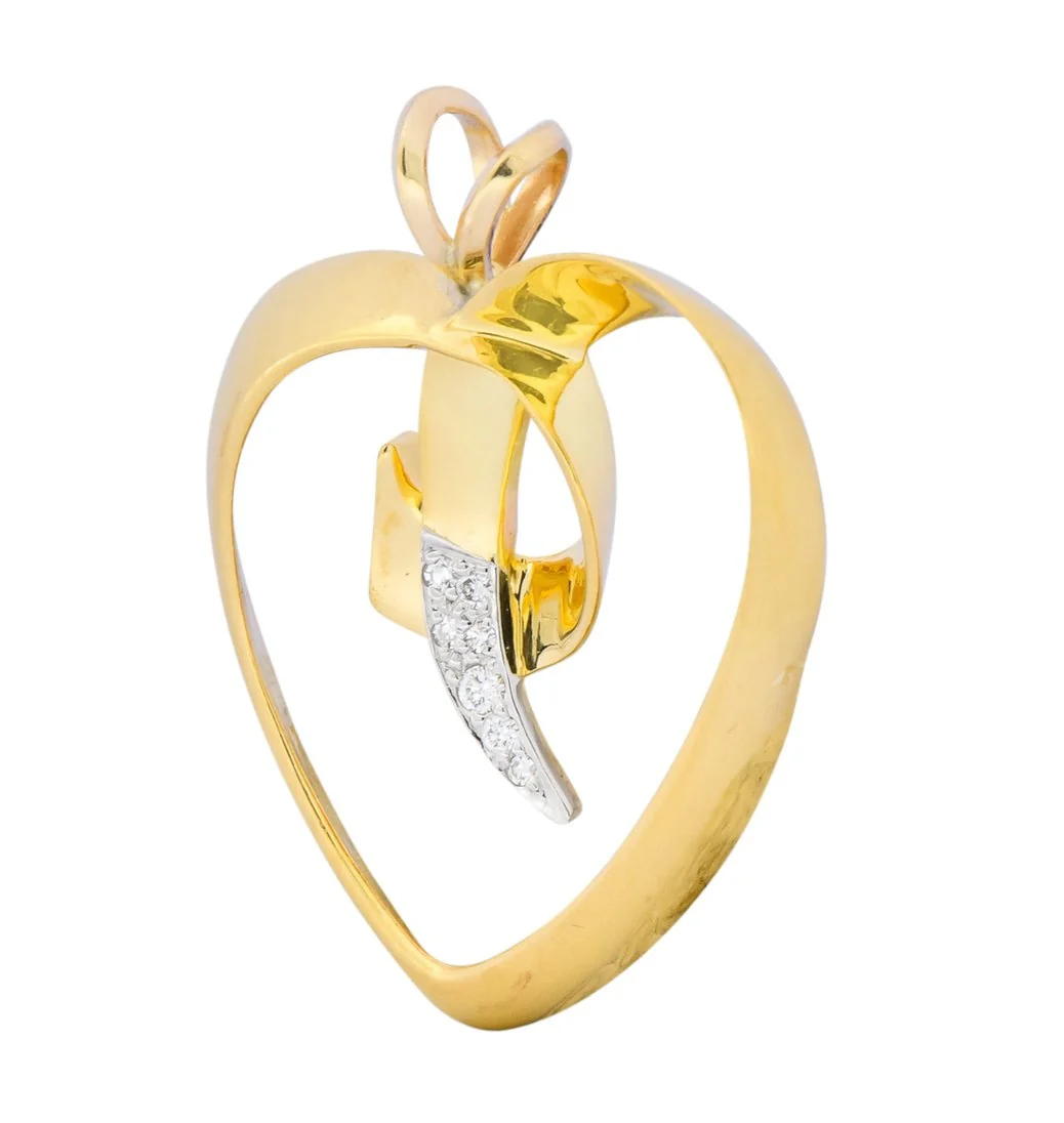 Paloma Picasso Tiffany & Co. 1983 Diamond 18 Karat Gold Loving Heart Pendant - Image 2