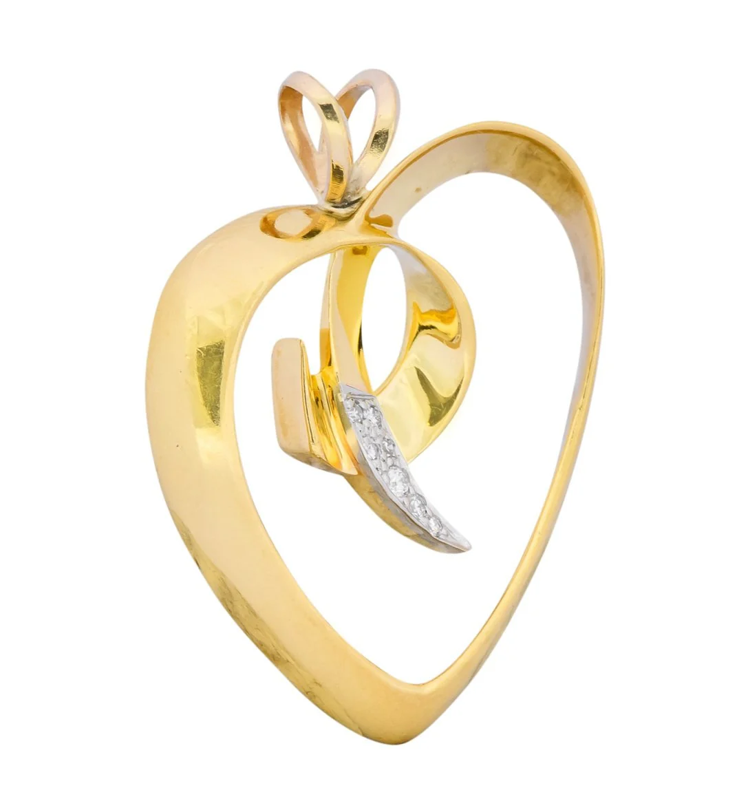Paloma Picasso Tiffany & Co. 1983 Diamond 18 Karat Gold Loving Heart Pendant - Image 3