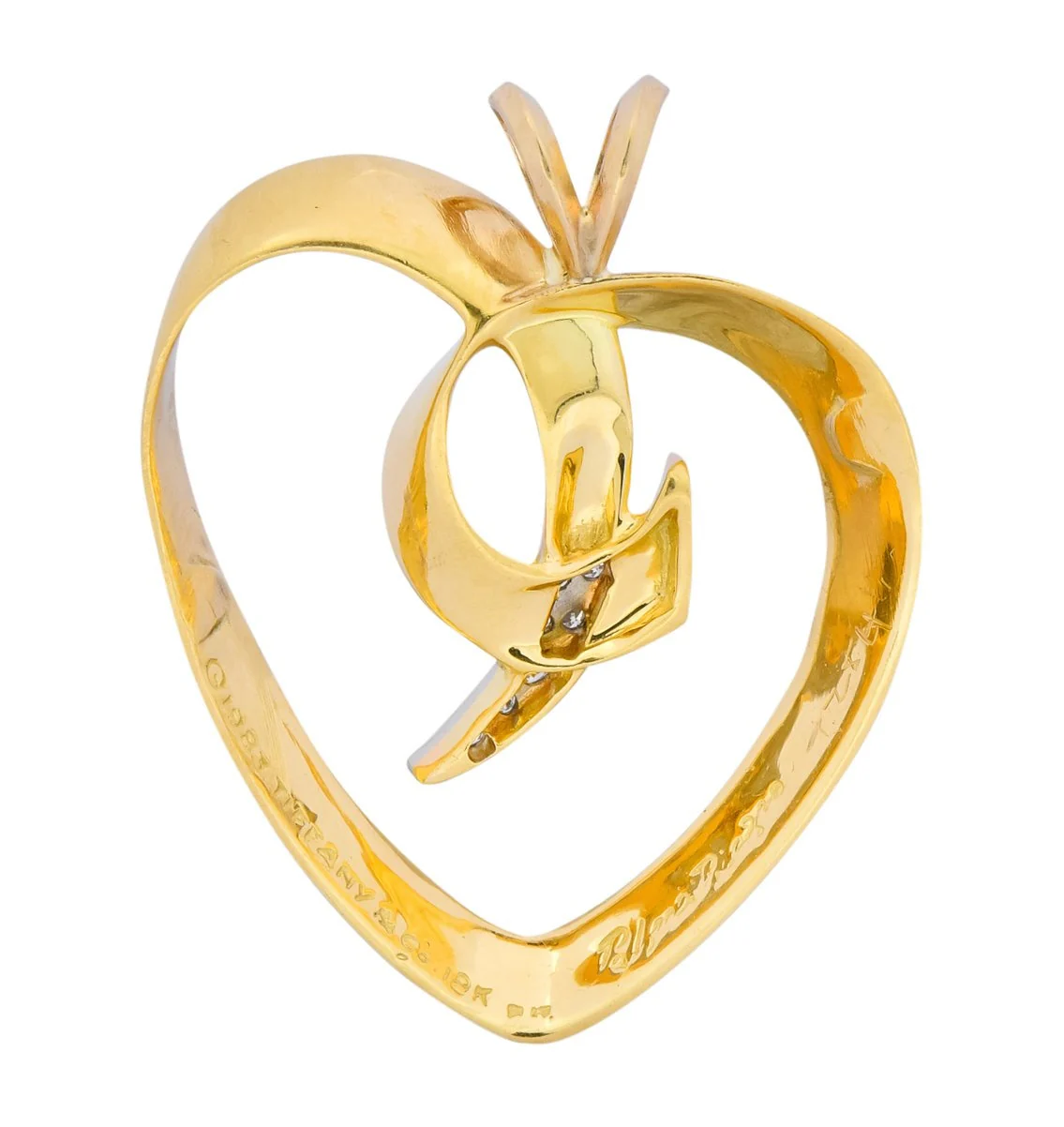 Paloma Picasso Tiffany & Co. 1983 Diamond 18 Karat Gold Loving Heart Pendant - Image 6