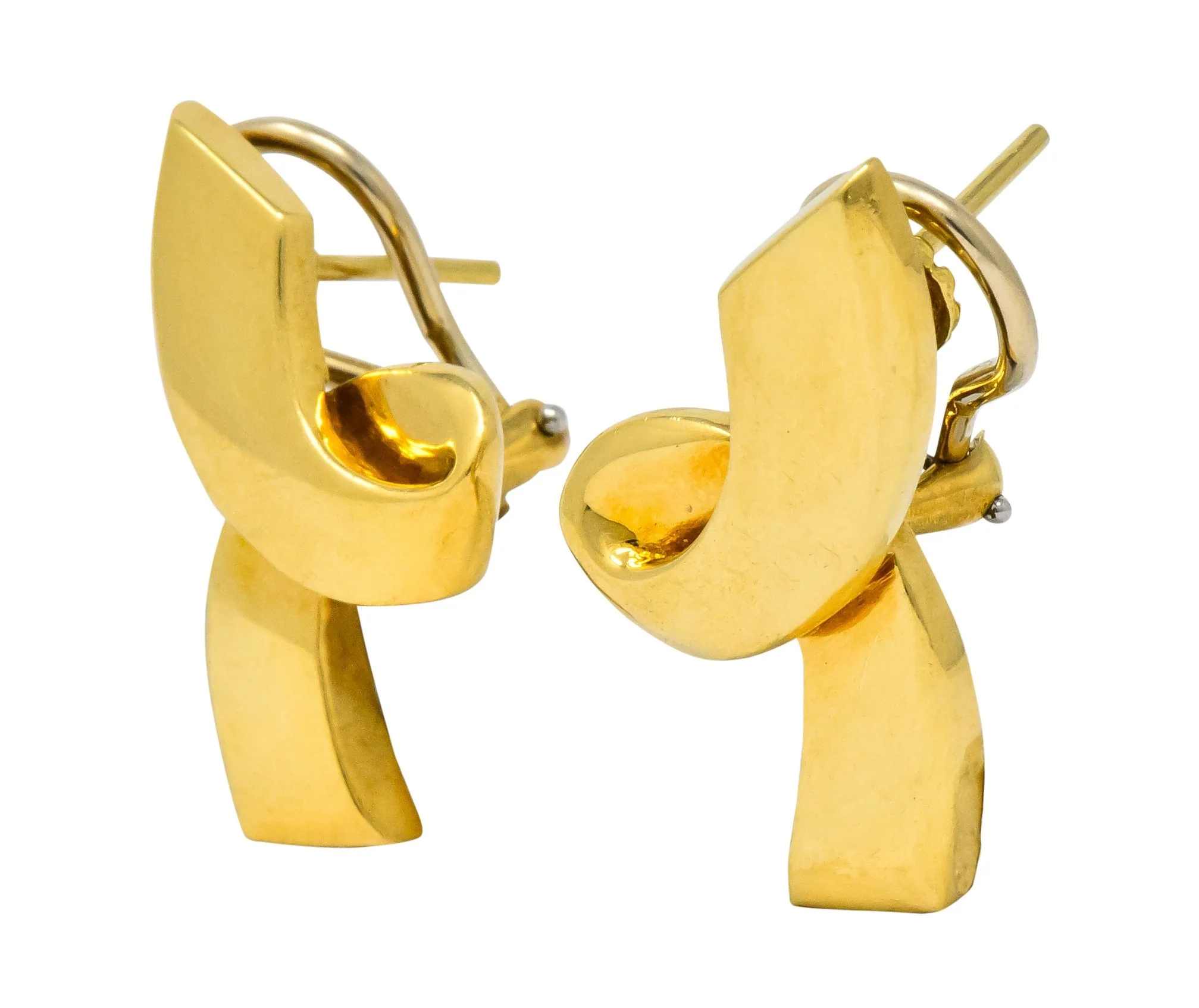 Paloma Picasso Tiffany & Co. 1986 18 Karat Yellow Gold Ribbon Earrings - Image 2