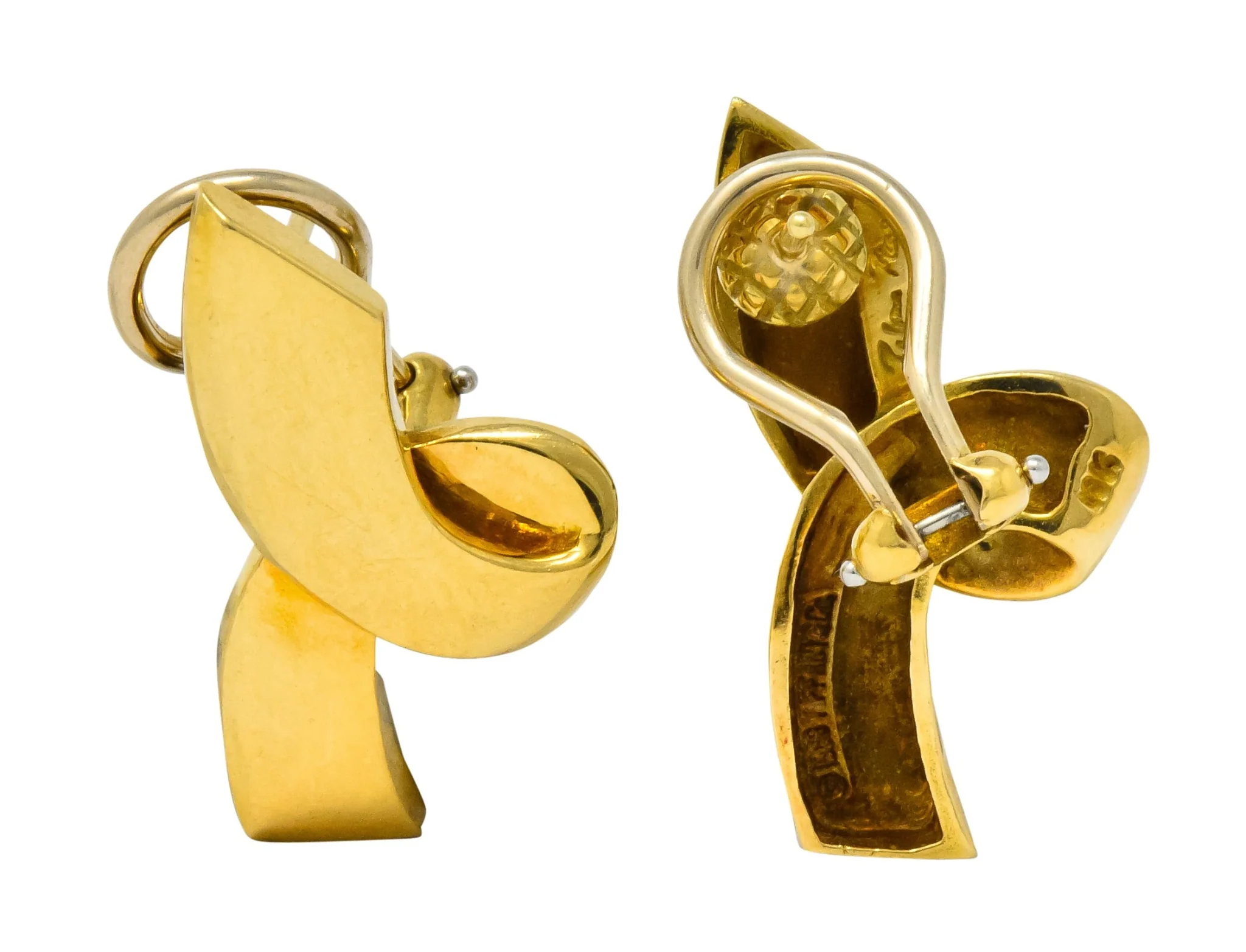 Paloma Picasso Tiffany & Co. 1986 18 Karat Yellow Gold Ribbon Earrings - Image 7