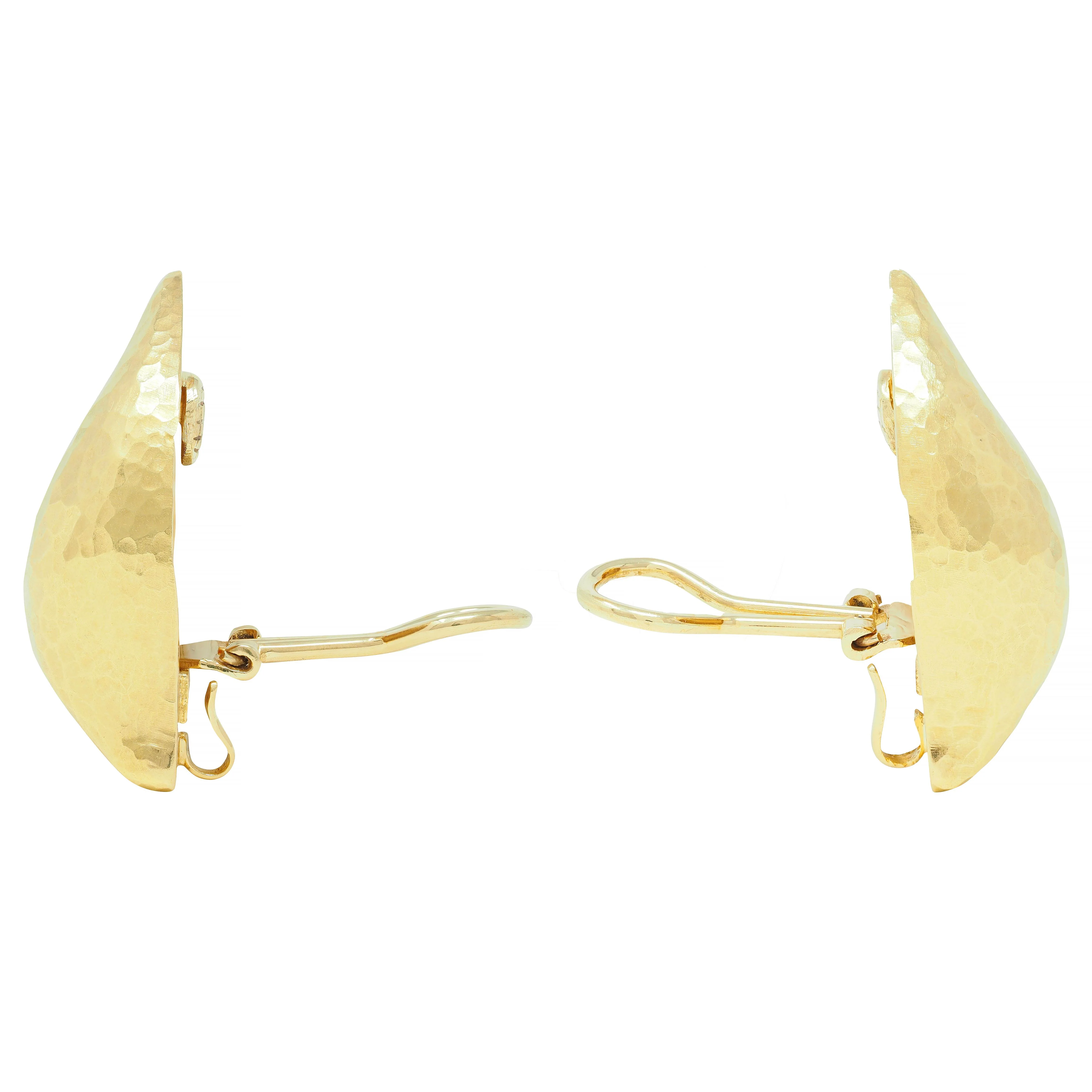 Paloma Picasso Tiffany & Co. 1989 18 Karat Yellow Gold Hammered Leaf Ear-Clip Earrings - Image 5