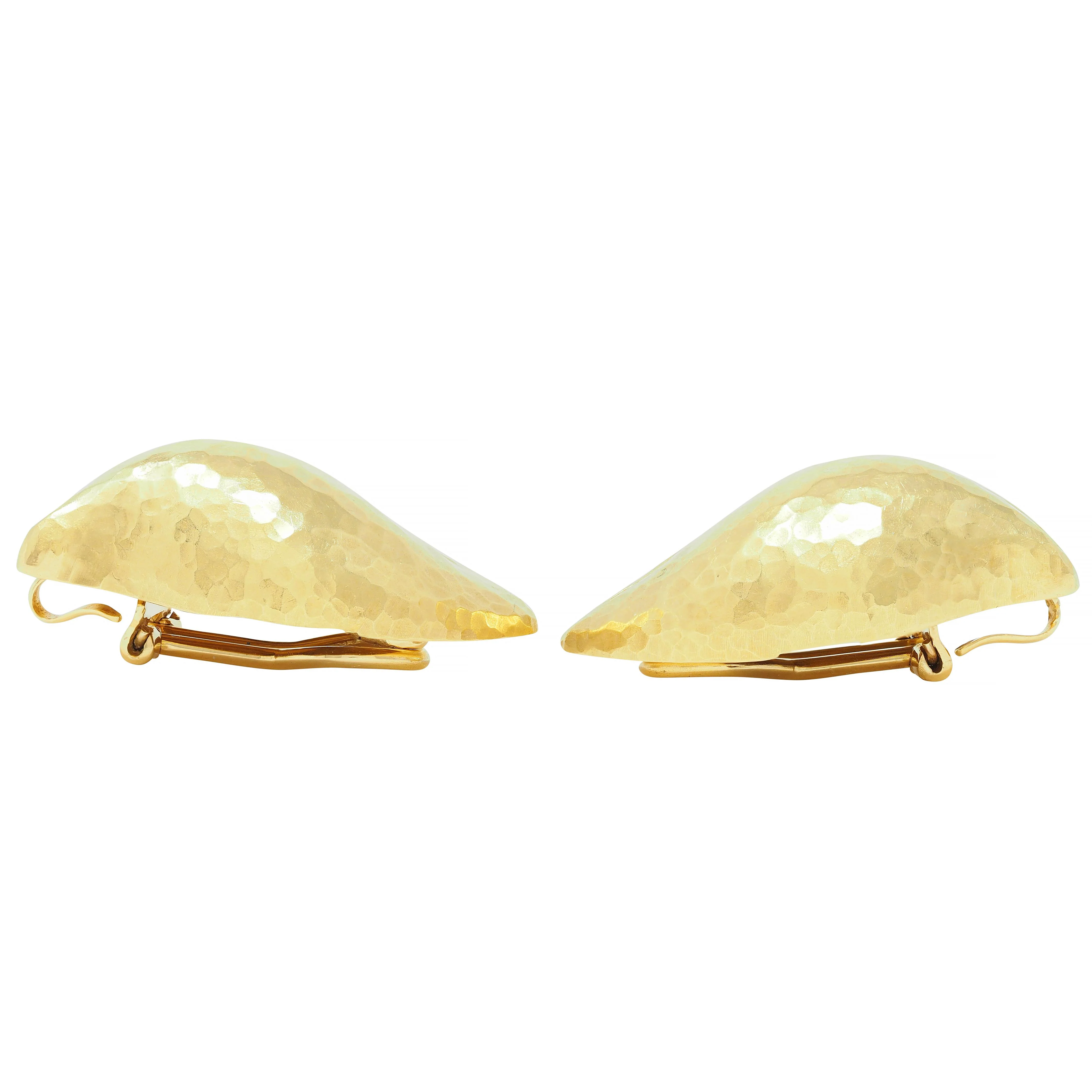 Paloma Picasso Tiffany & Co. 1989 18 Karat Yellow Gold Hammered Leaf Ear-Clip Earrings - Image 6