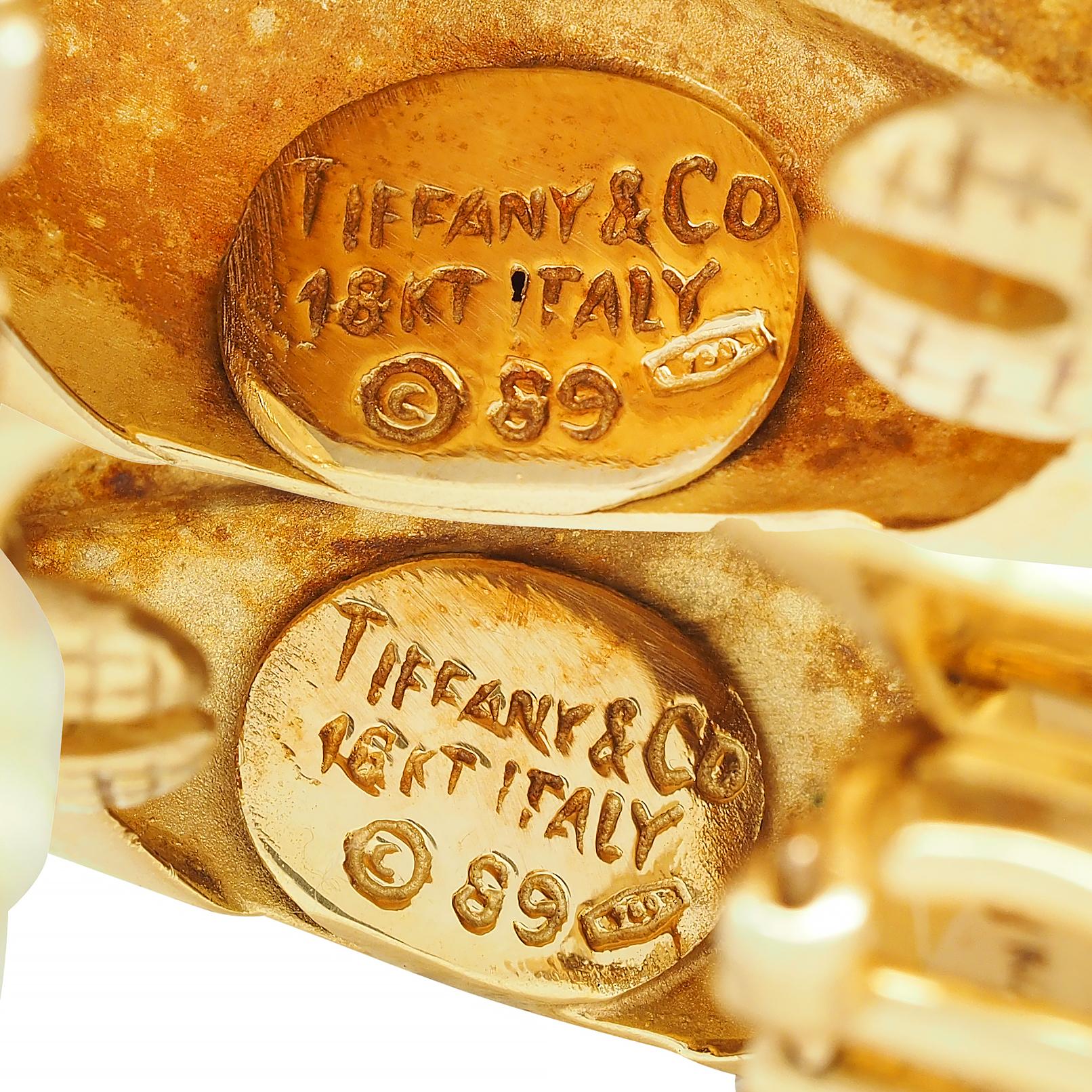 Paloma Picasso Tiffany & Co. 1989 18 Karat Yellow Gold Hammered Leaf Ear-Clip Earrings - Image 8