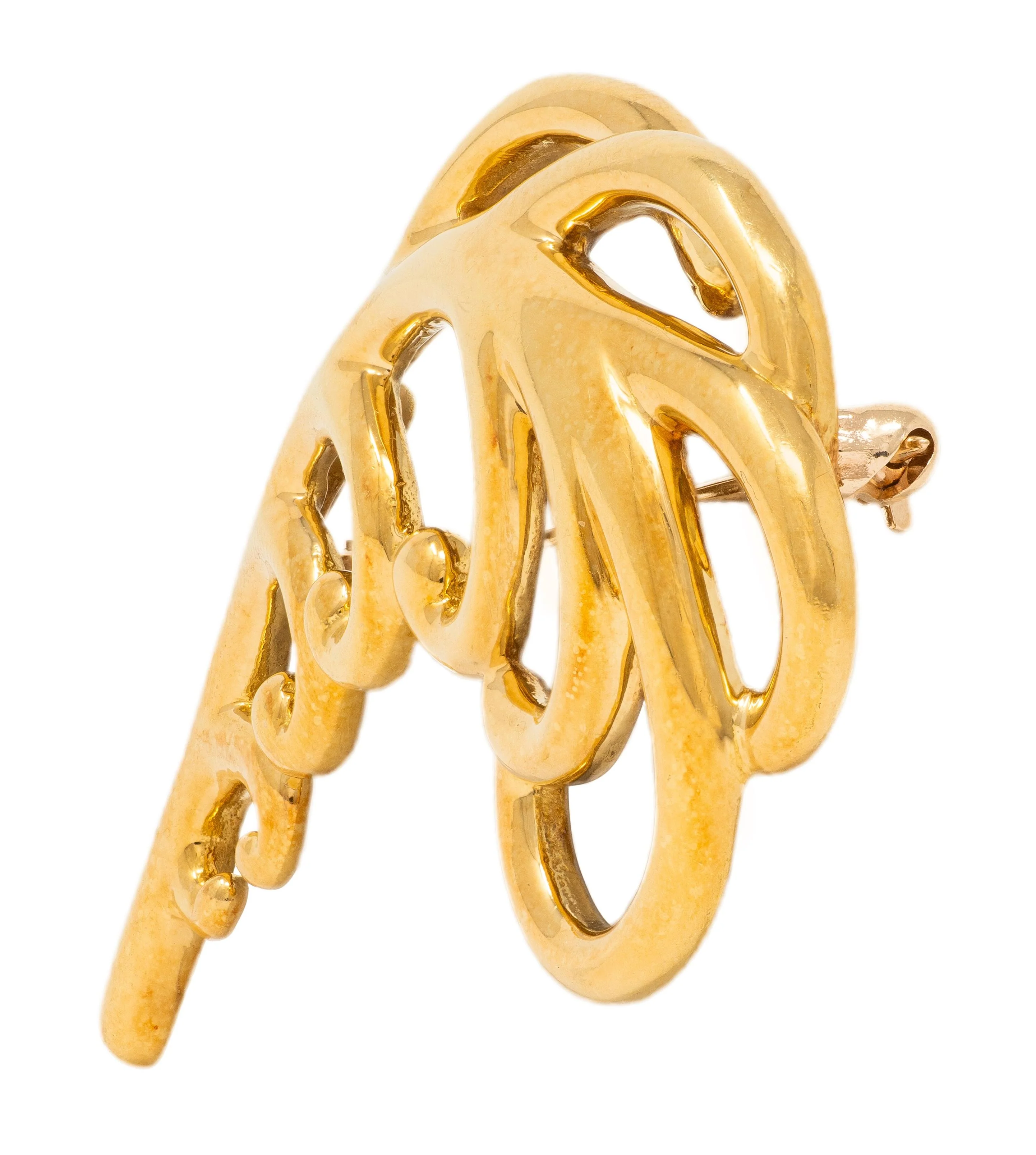 Paloma Picasso Tiffany & Co. 1989 18 Karat Yellow Gold Vintage Feather Plume Brooch - Image 3