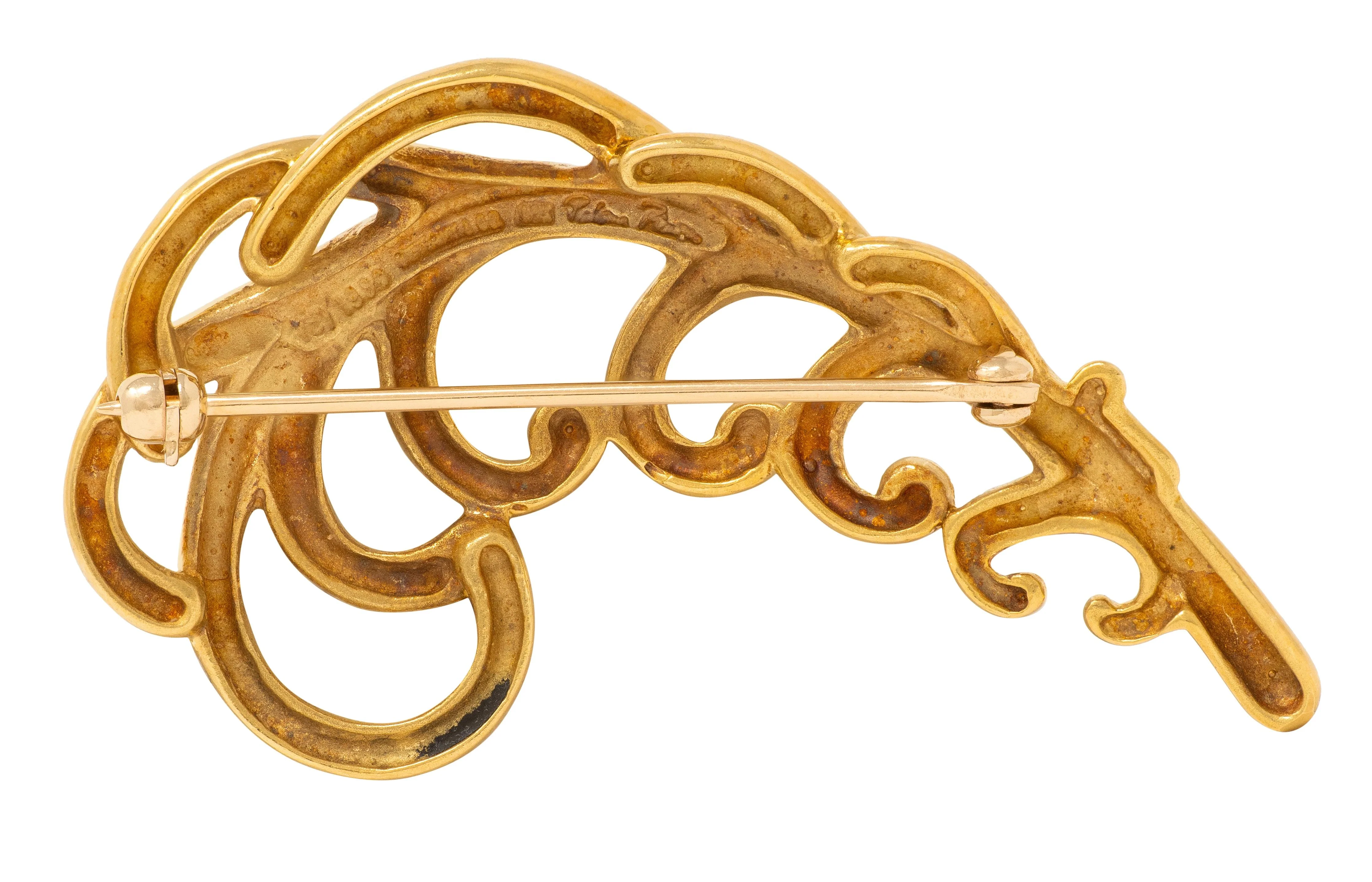Paloma Picasso Tiffany & Co. 1989 18 Karat Yellow Gold Vintage Feather Plume Brooch - Image 4
