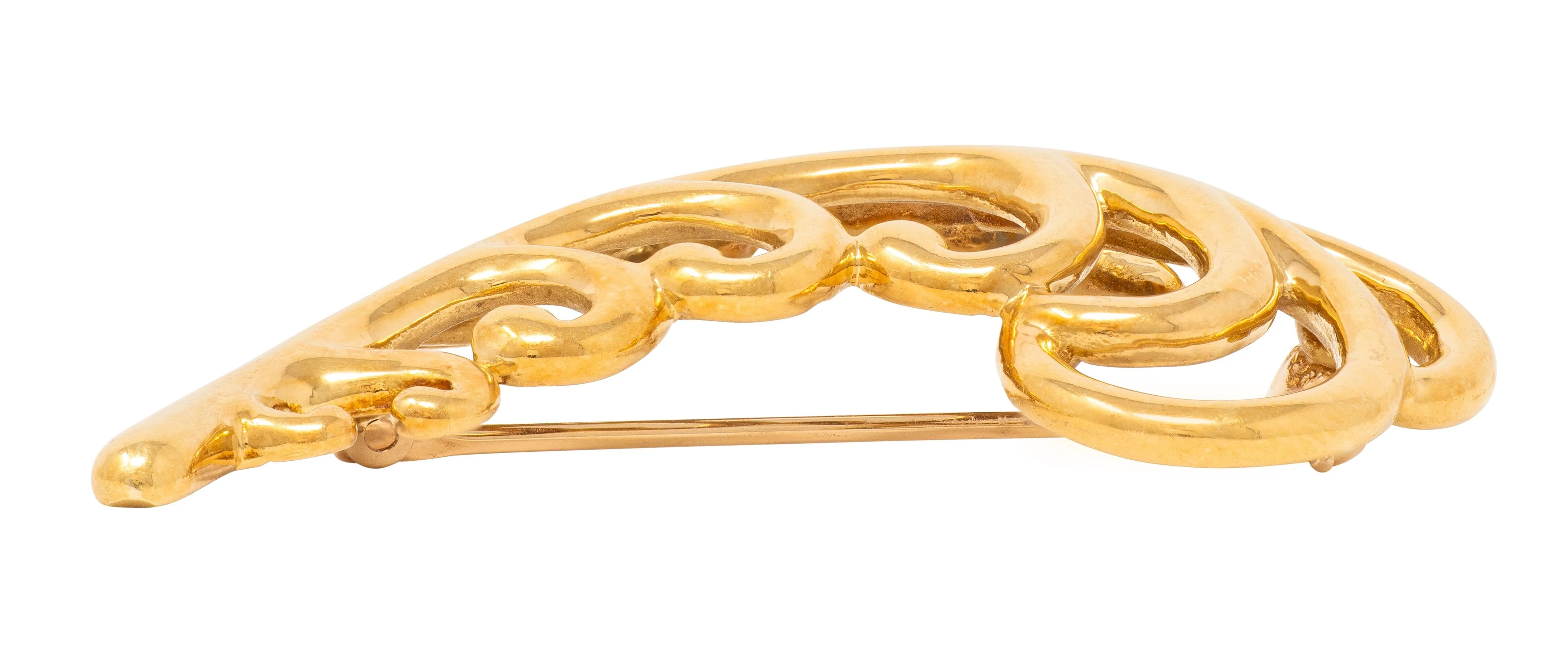 Paloma Picasso Tiffany & Co. 1989 18 Karat Yellow Gold Vintage Feather Plume Brooch - Image 7