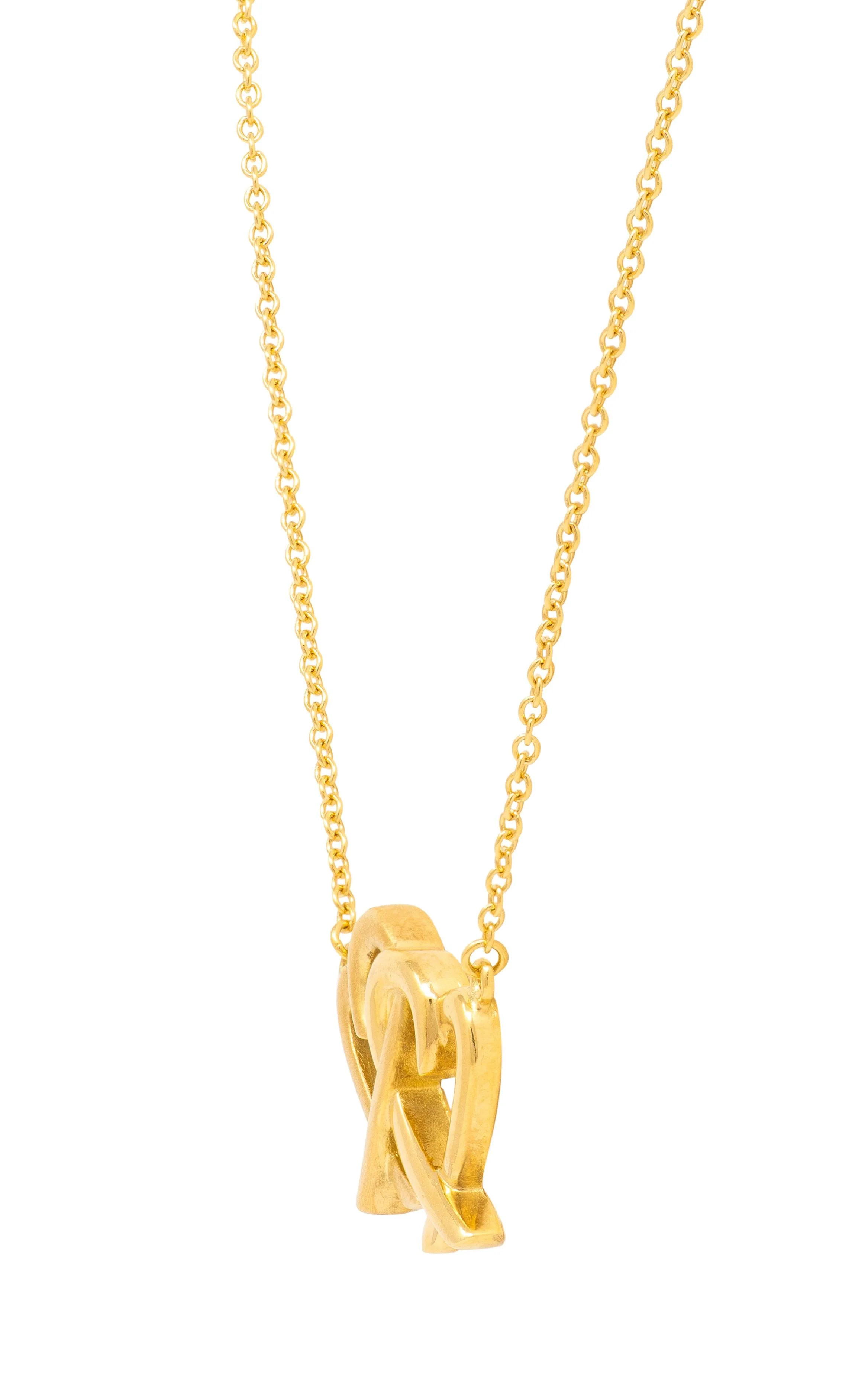 Paloma Picasso Tiffany & Co. 1990s 18 Karat Yellow Gold Vintage Double Loving Hearts Station Chain Necklace - Image 6