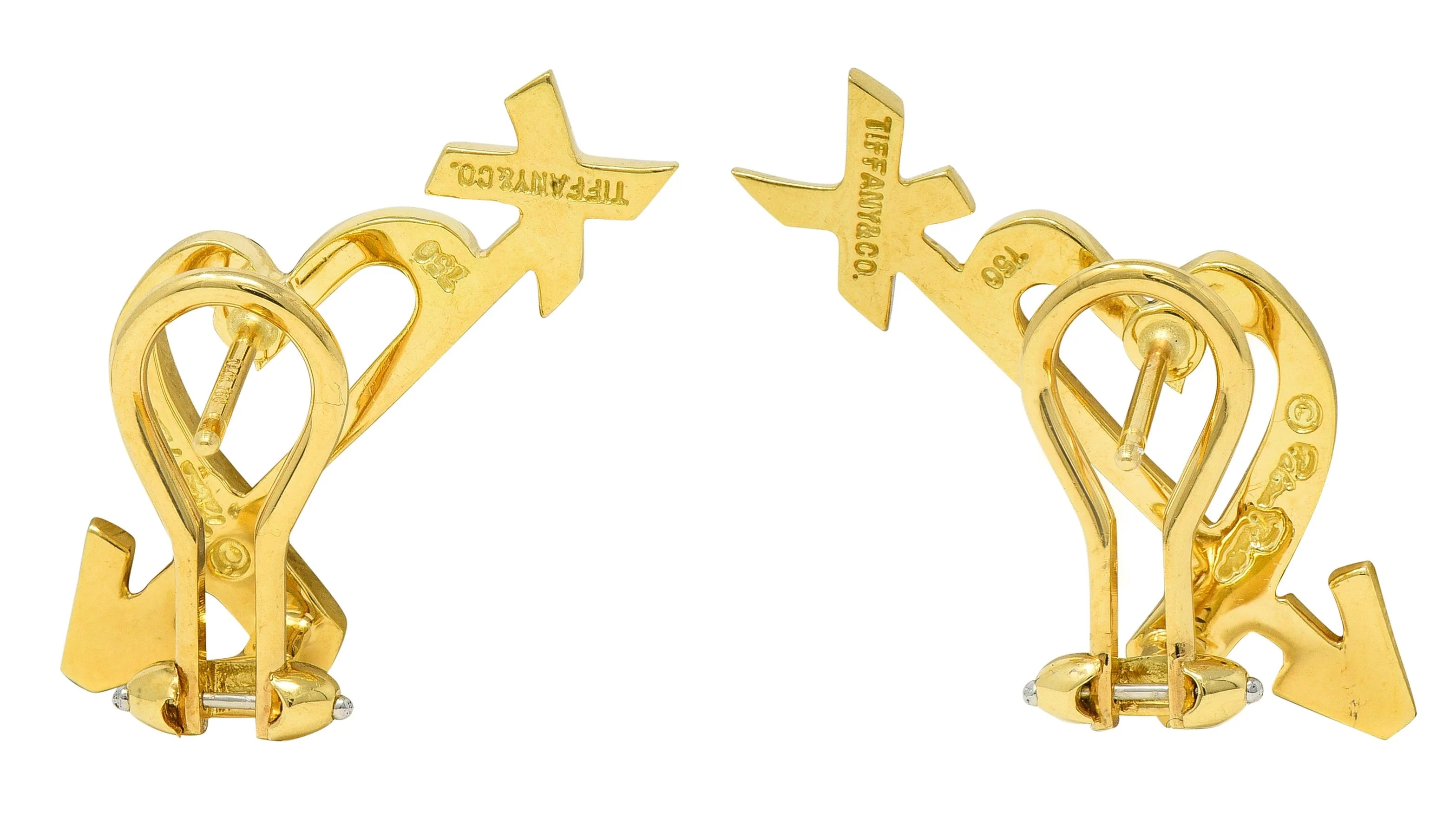 Paloma Picasso Tiffany & Co. 1990's 18 Karat Yellow Gold Vintage Loving Heart Arrow Earrings - Image 4