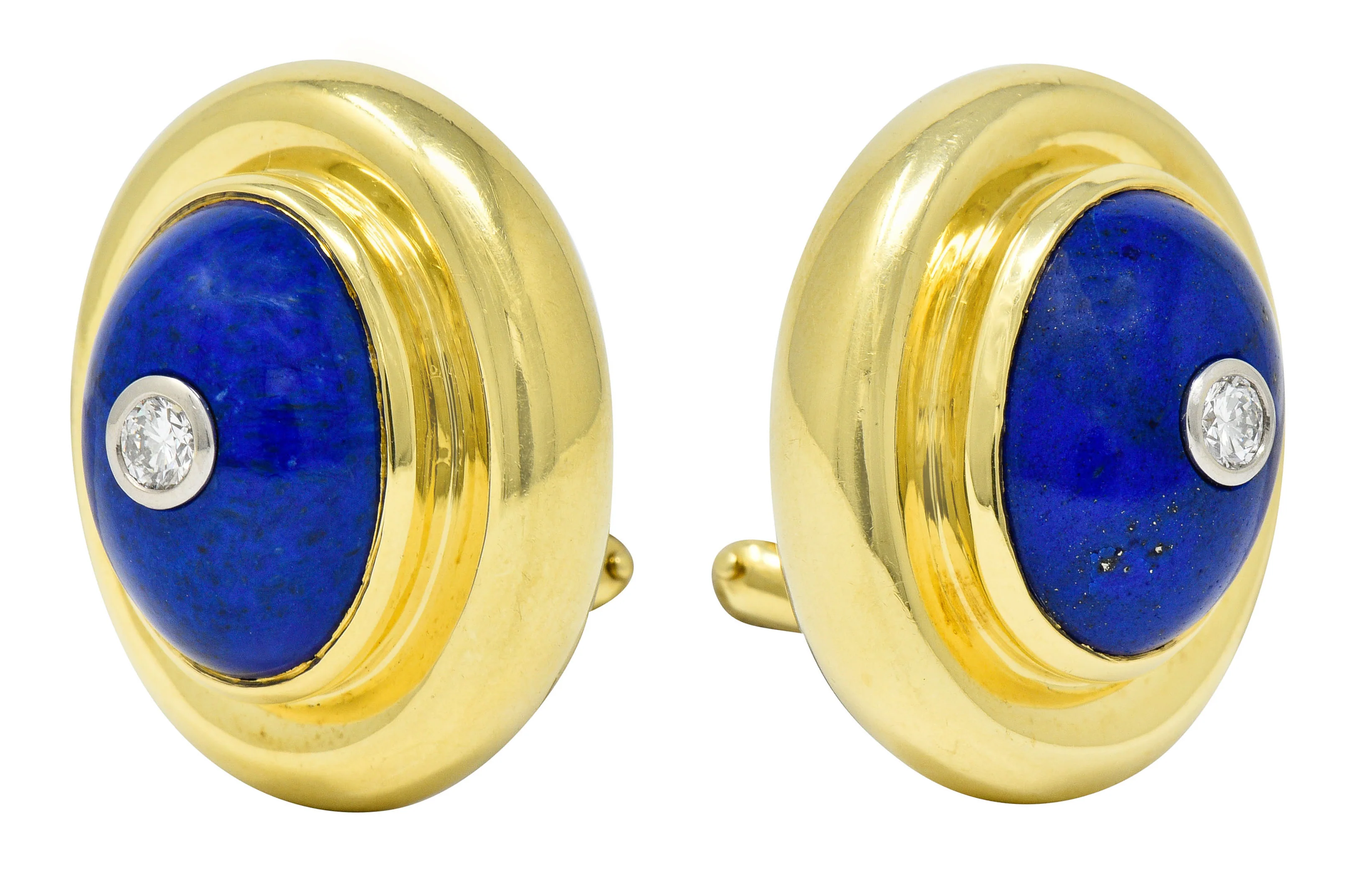 Paloma Picasso Tiffany & Co. Diamond Lapis 18 Karat Gold Earrings - Image 2