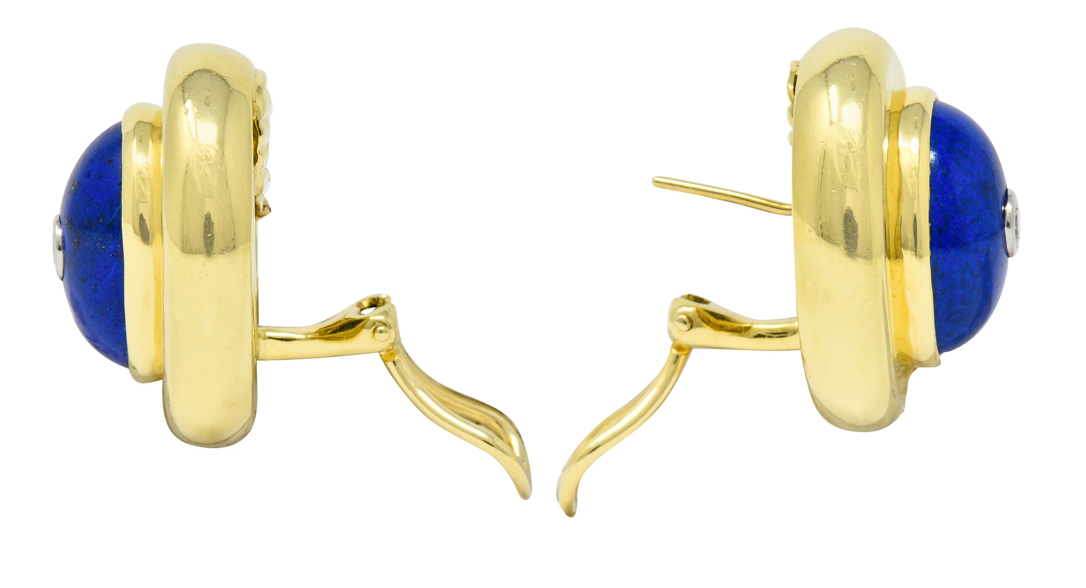 Paloma Picasso Tiffany & Co. Diamond Lapis 18 Karat Gold Earrings - Image 4