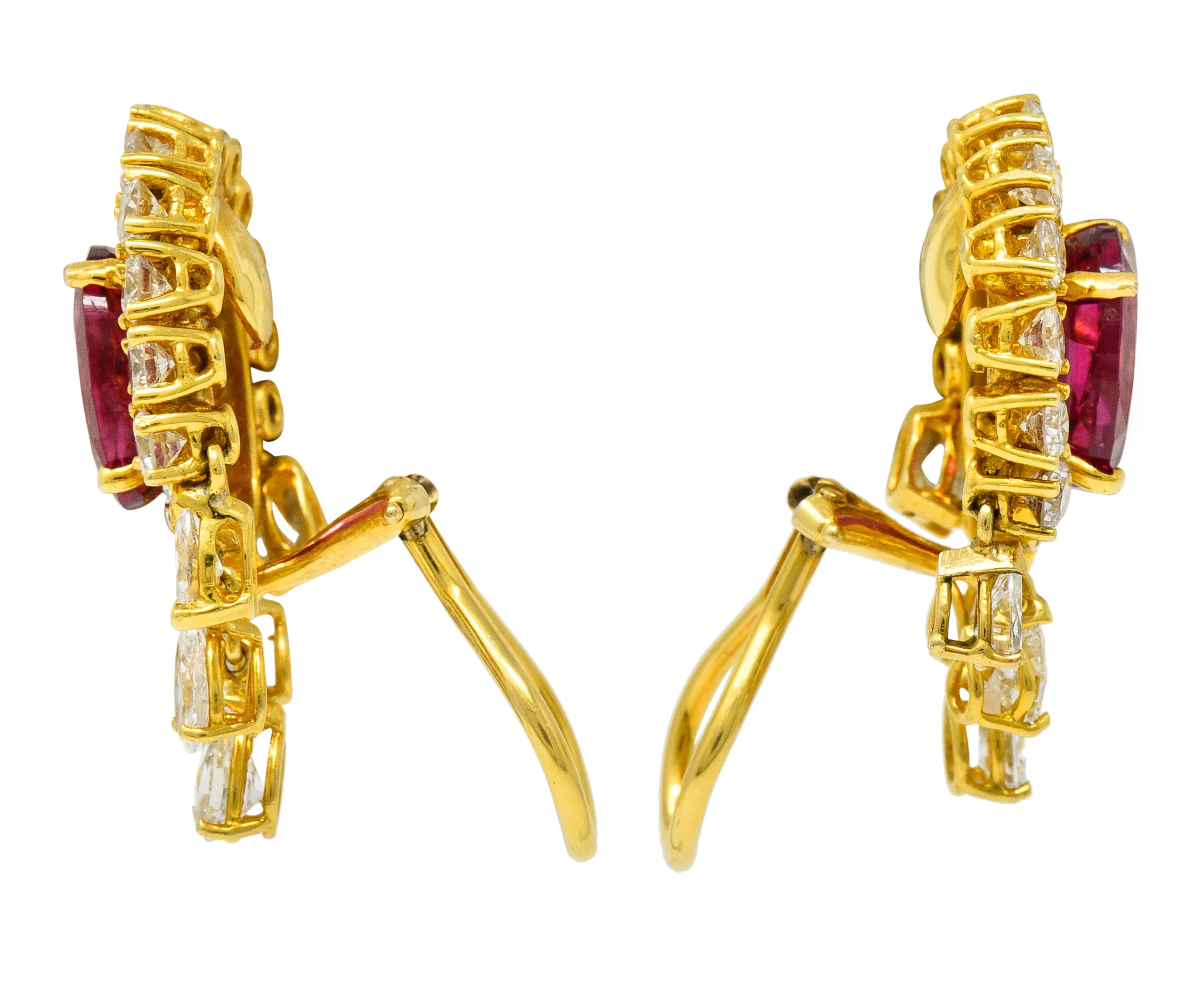 Pink Tourmaline 5.40 CTW Diamond 18 Karat Gold Ear-Clip Earrings - Image 4