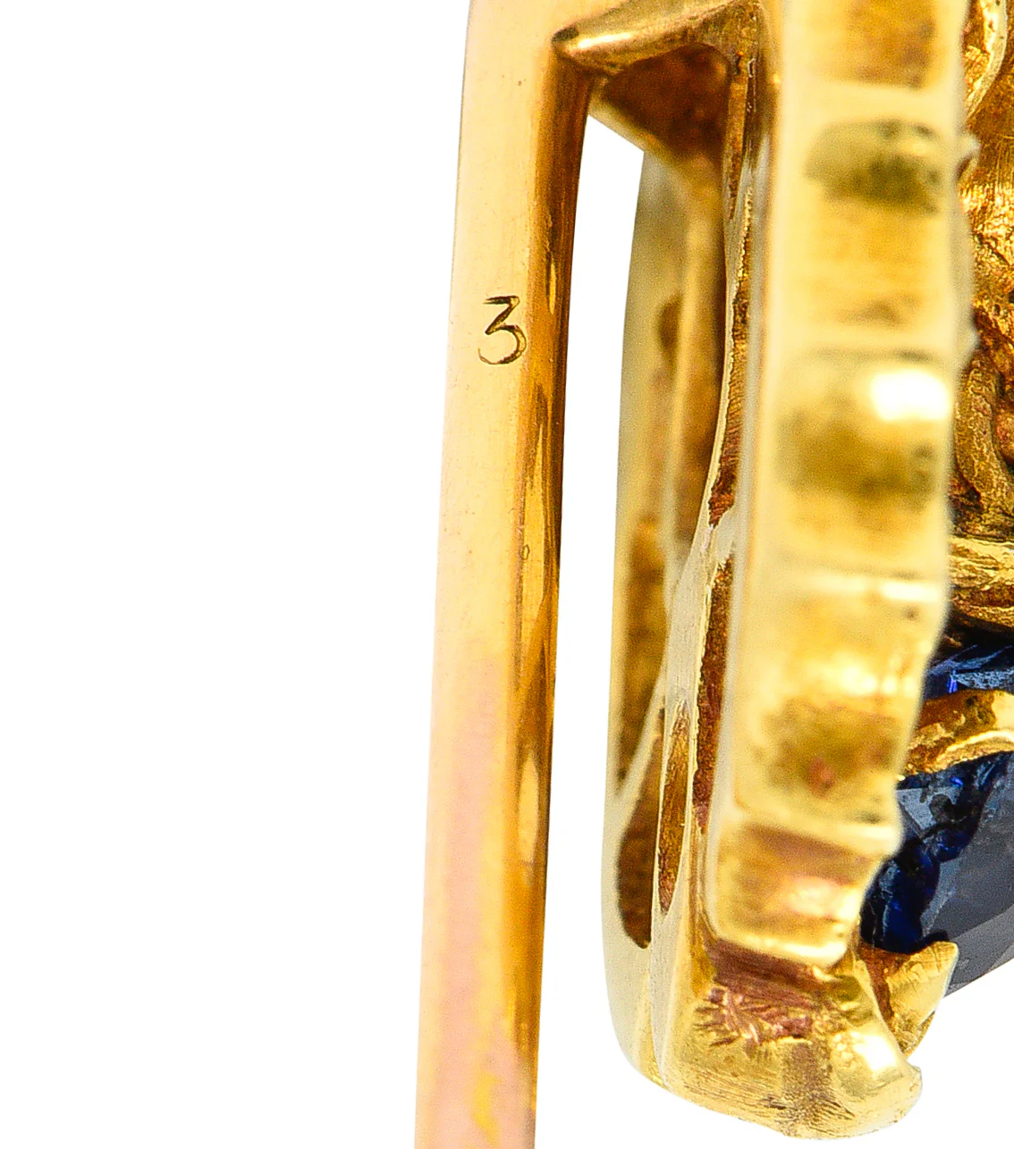 Plisson & Hartz French Art Nouveau Sapphire 18 Karat Yellow Gold Serpent Antique Stickpin - Image 6