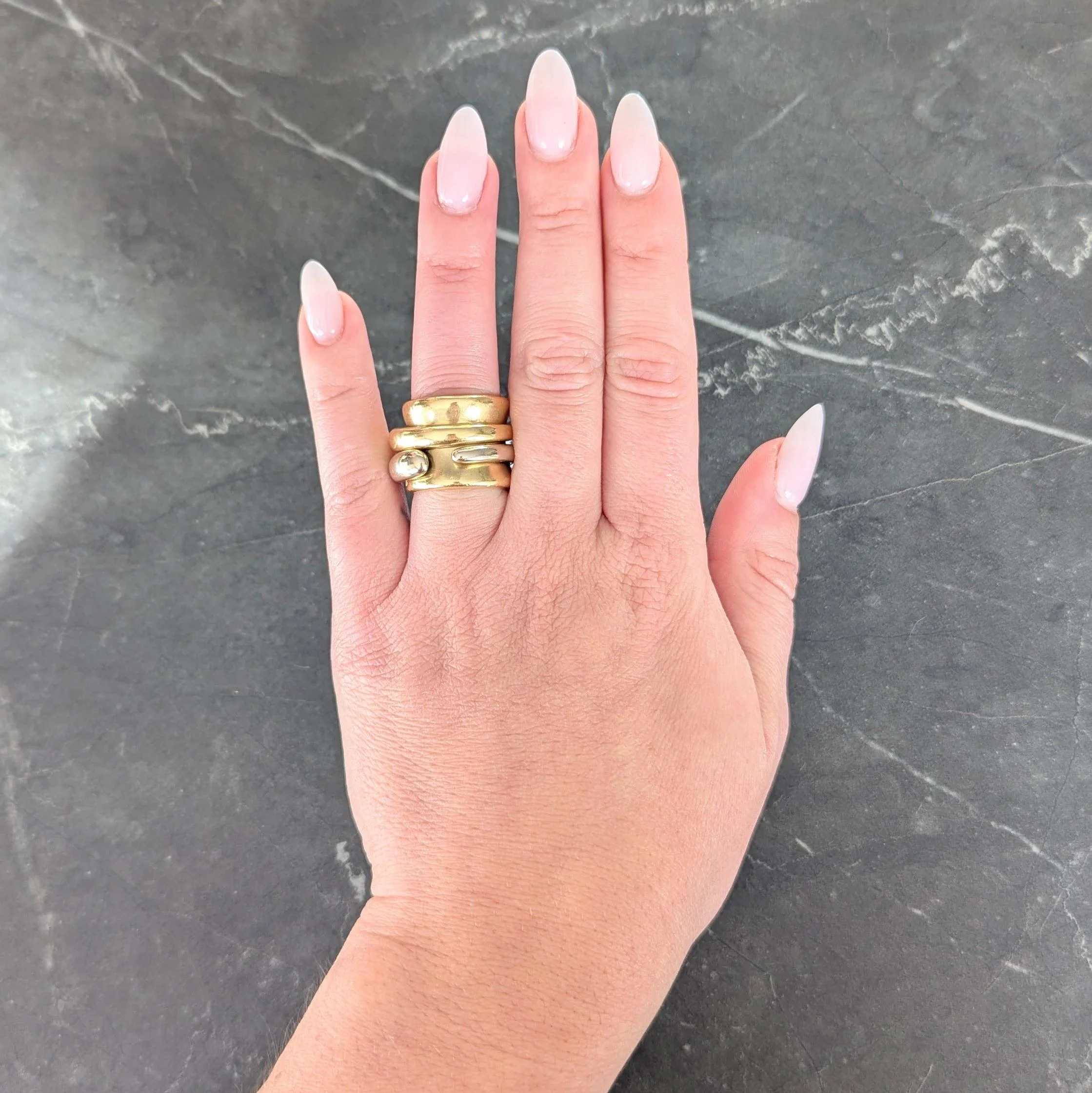 Pomellato 1990's 18 Karat Two-Tone Gold Vintage Spinning Tubolare Band Ring - Image 10
