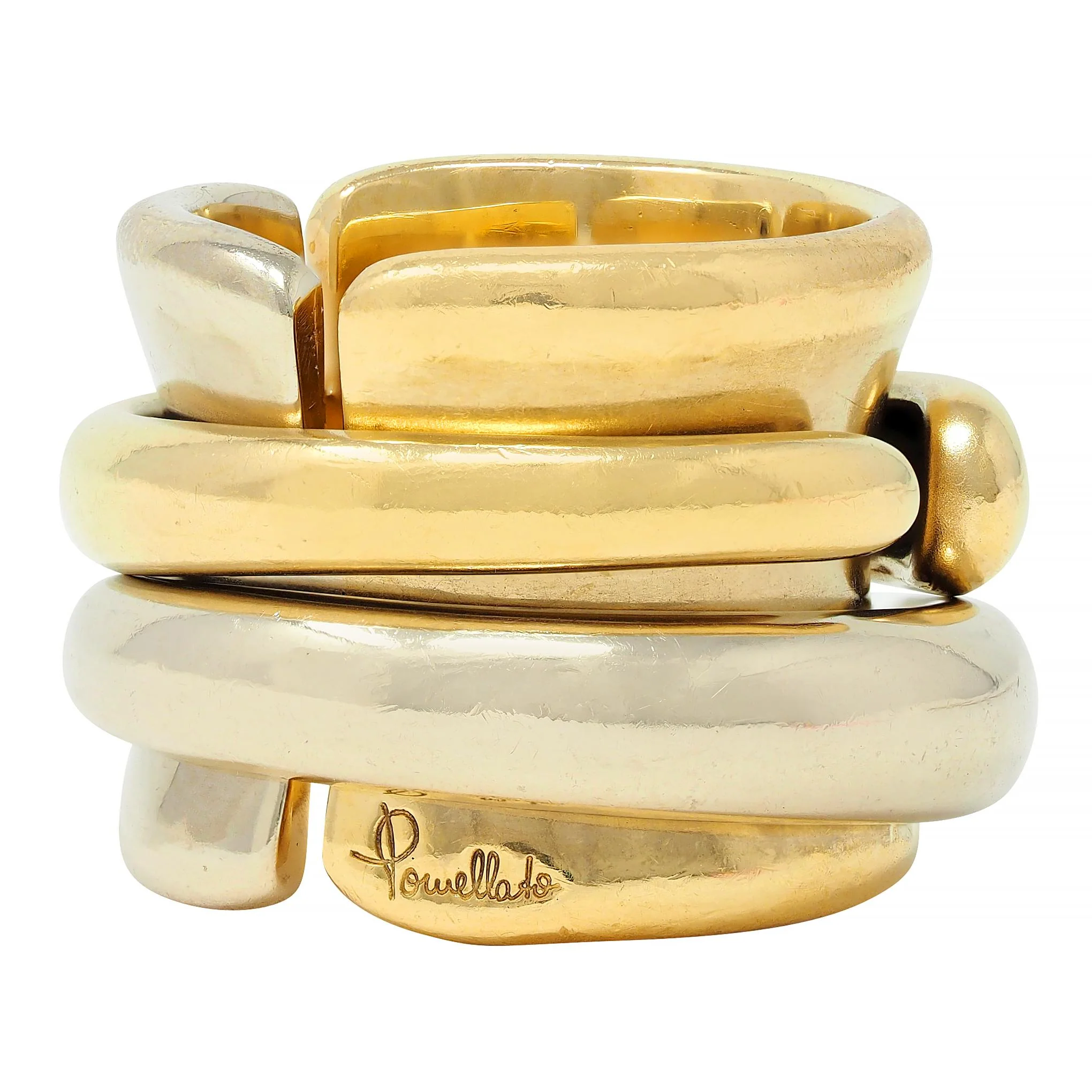 Pomellato 1990's 18 Karat Two-Tone Gold Vintage Spinning Tubolare Band Ring - Image 3
