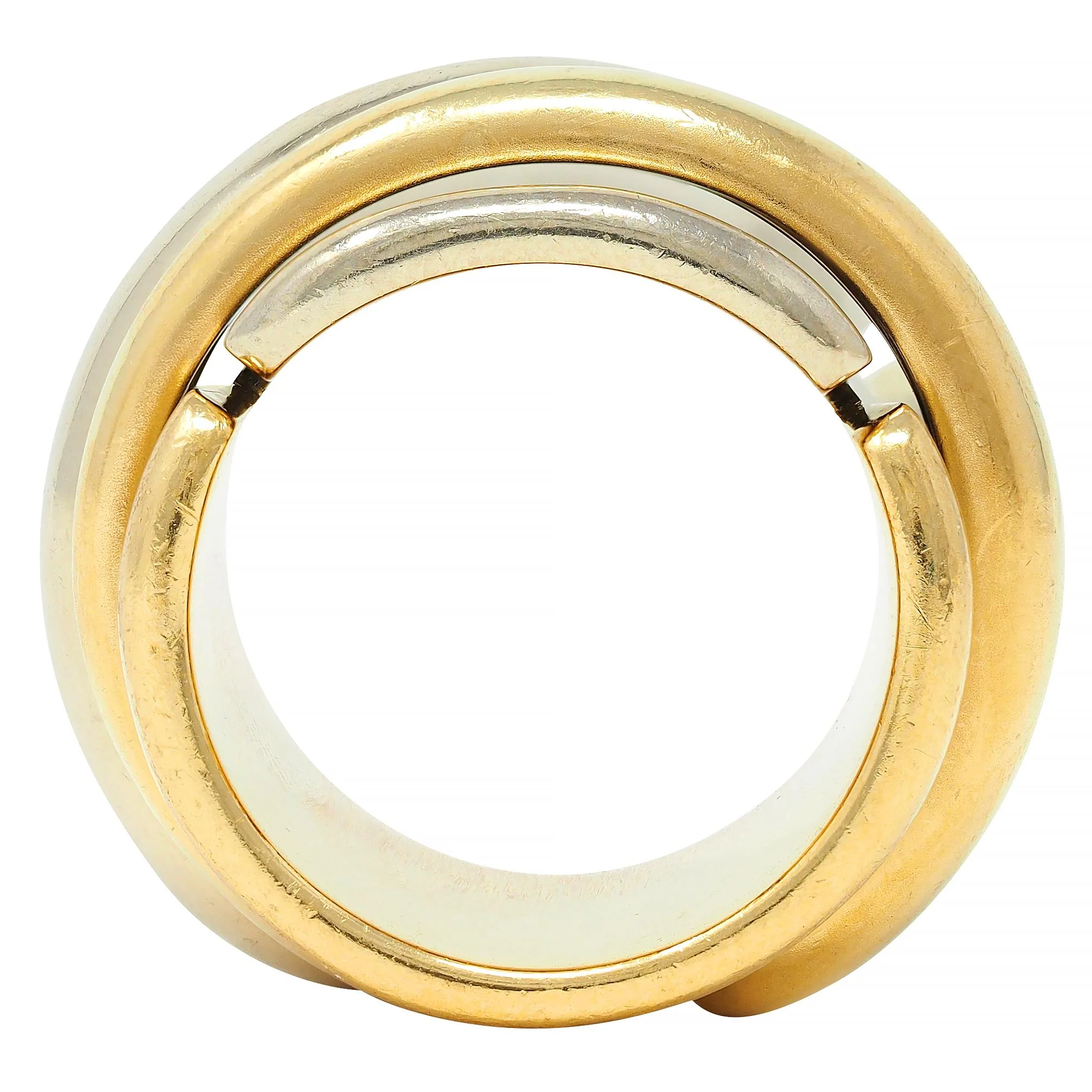Pomellato 1990's 18 Karat Two-Tone Gold Vintage Spinning Tubolare Band Ring - Image 7