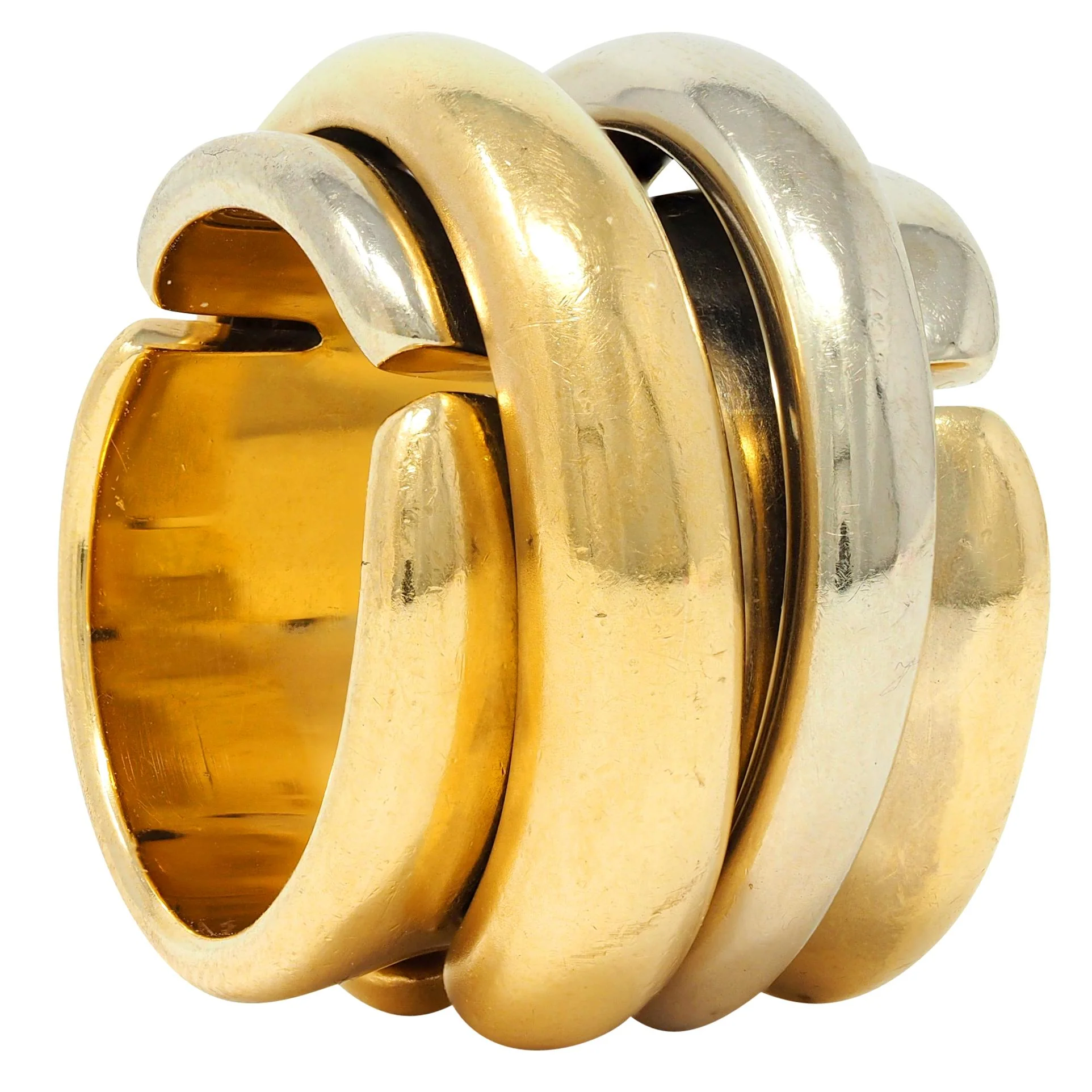 Pomellato 1990's 18 Karat Two-Tone Gold Vintage Spinning Tubolare Band Ring - Image 8
