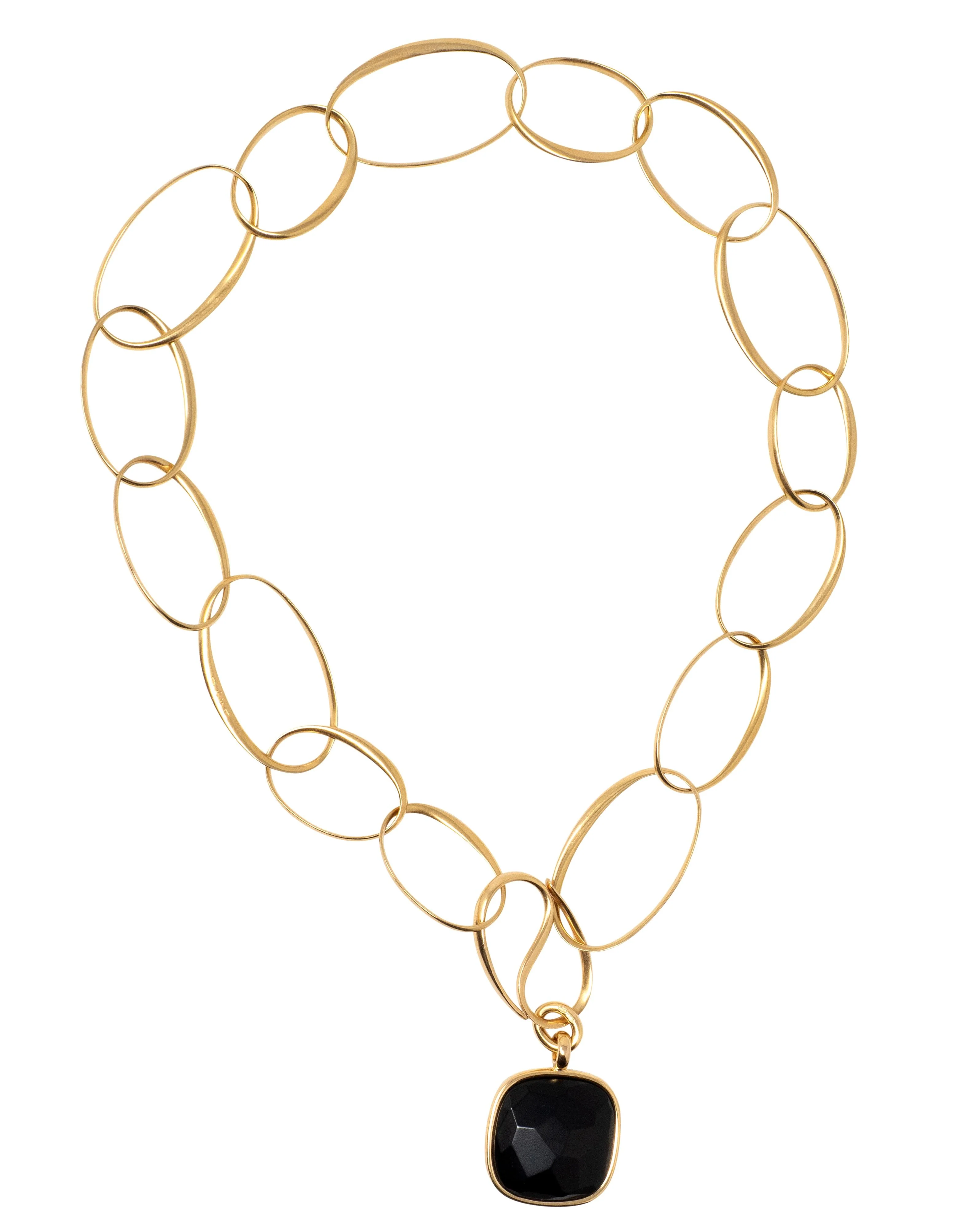 Pomellato 2000's Black Jade 18 Karat Yellow Gold Capri Pendant Necklace - Image 3