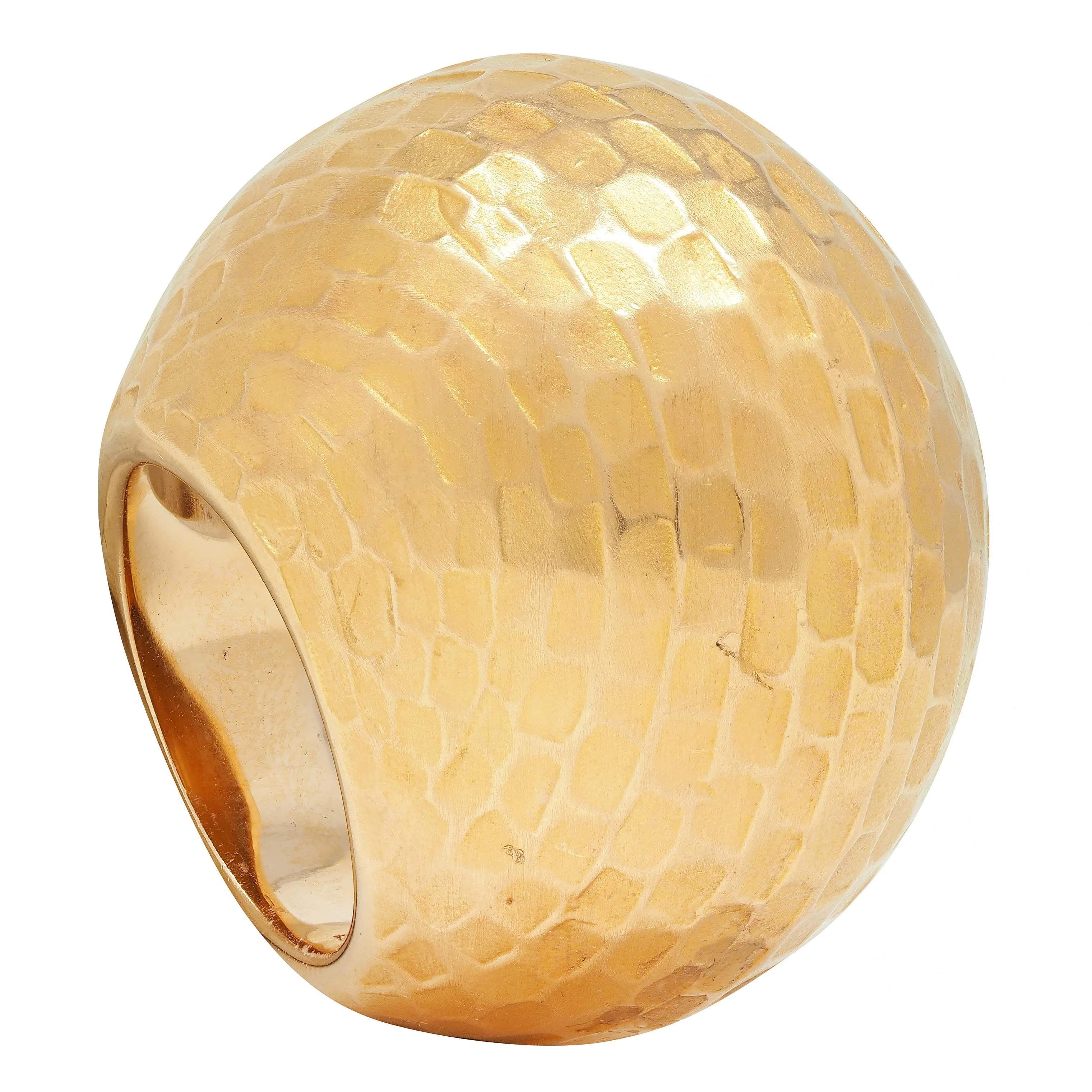 Pomellato 2005 18 Karat Yellow Gold Hammered Duna Cocktail Ring - Image 5