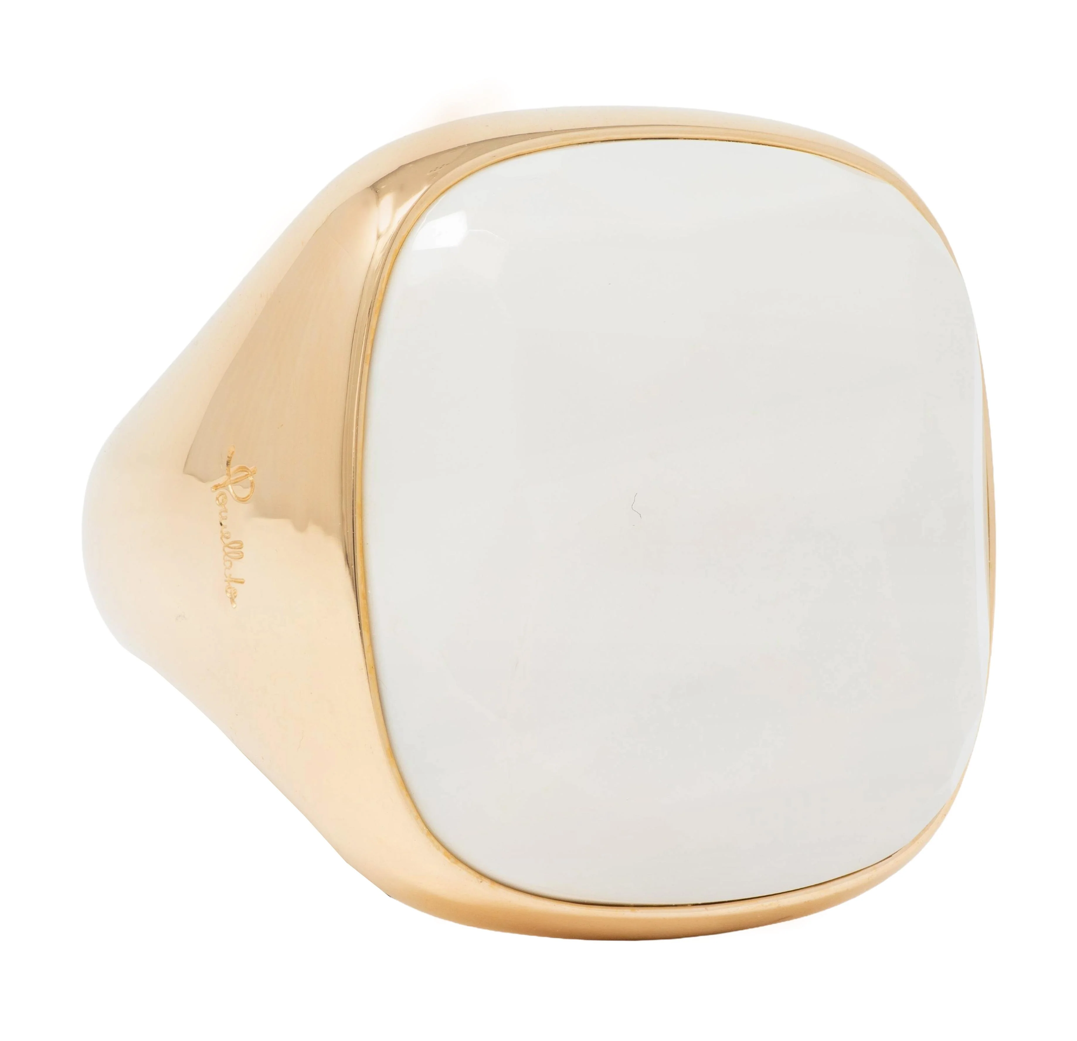 Pomellato Contemporary White Chalcedony 18 Karat Yellow Gold Faceted Cocktail Ring - Image 3