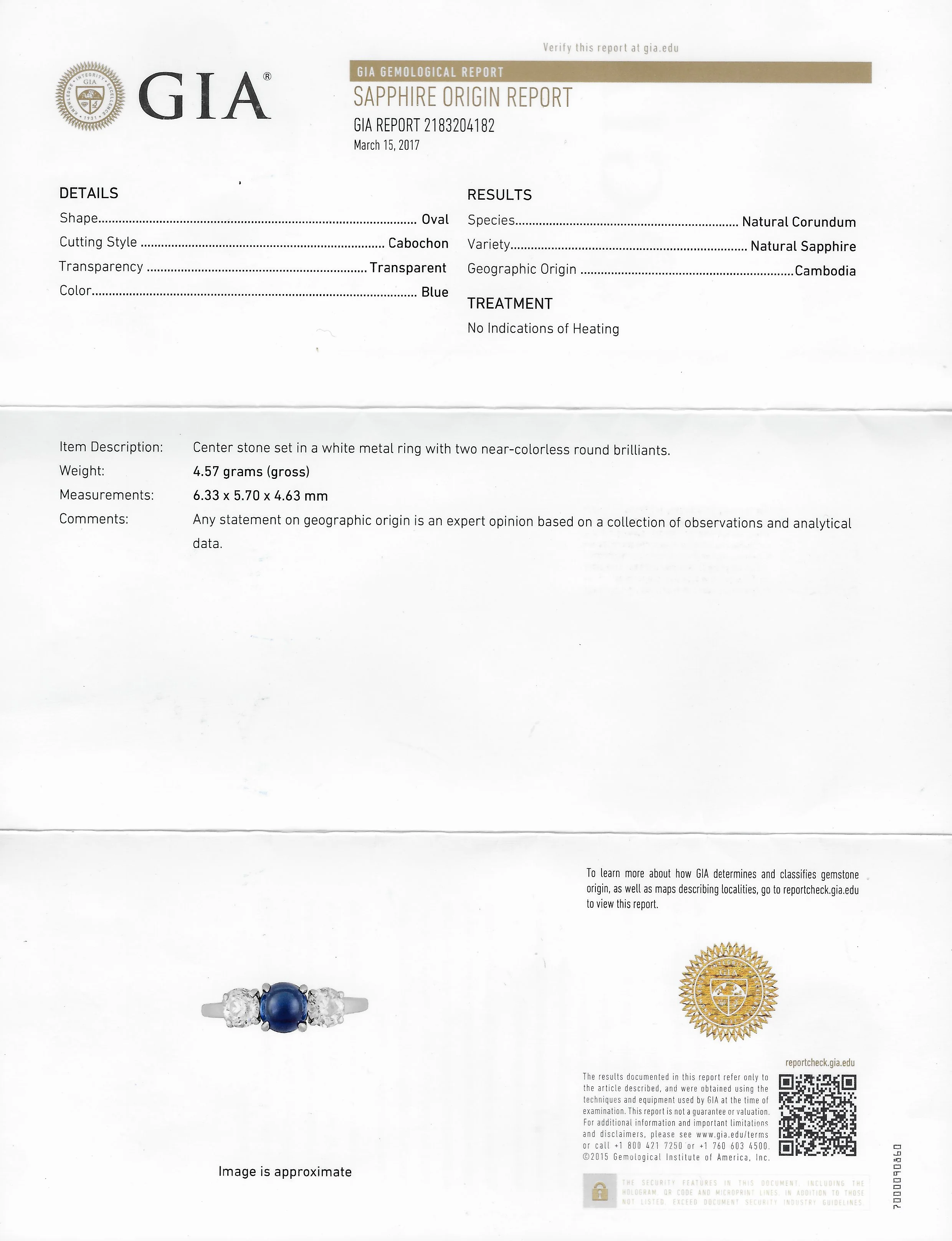 Raymond Yard 2.80 CTW No Heat Cabochon Sapphire Diamond Platinum Ring GIA - Image 12
