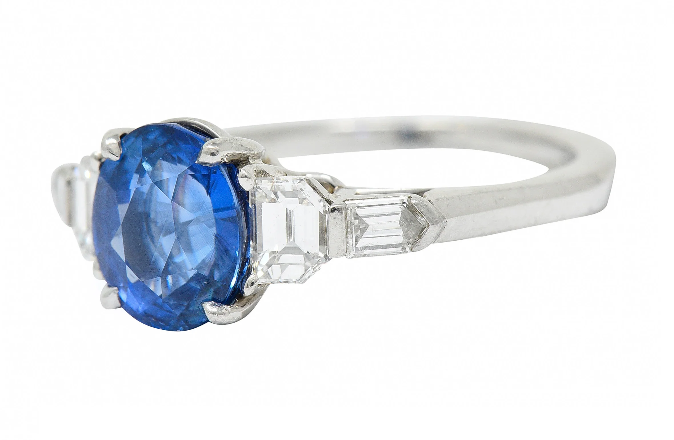 Raymond Yard 3.20 CTW No Heat Sapphire Diamond Platinum Ring GIA - Image 7