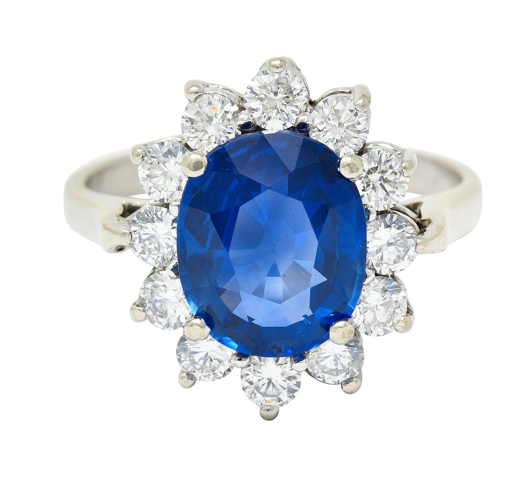 Regal 5.16 CTW Sapphire Diamond 14 Karat White Gold Cluster Ring