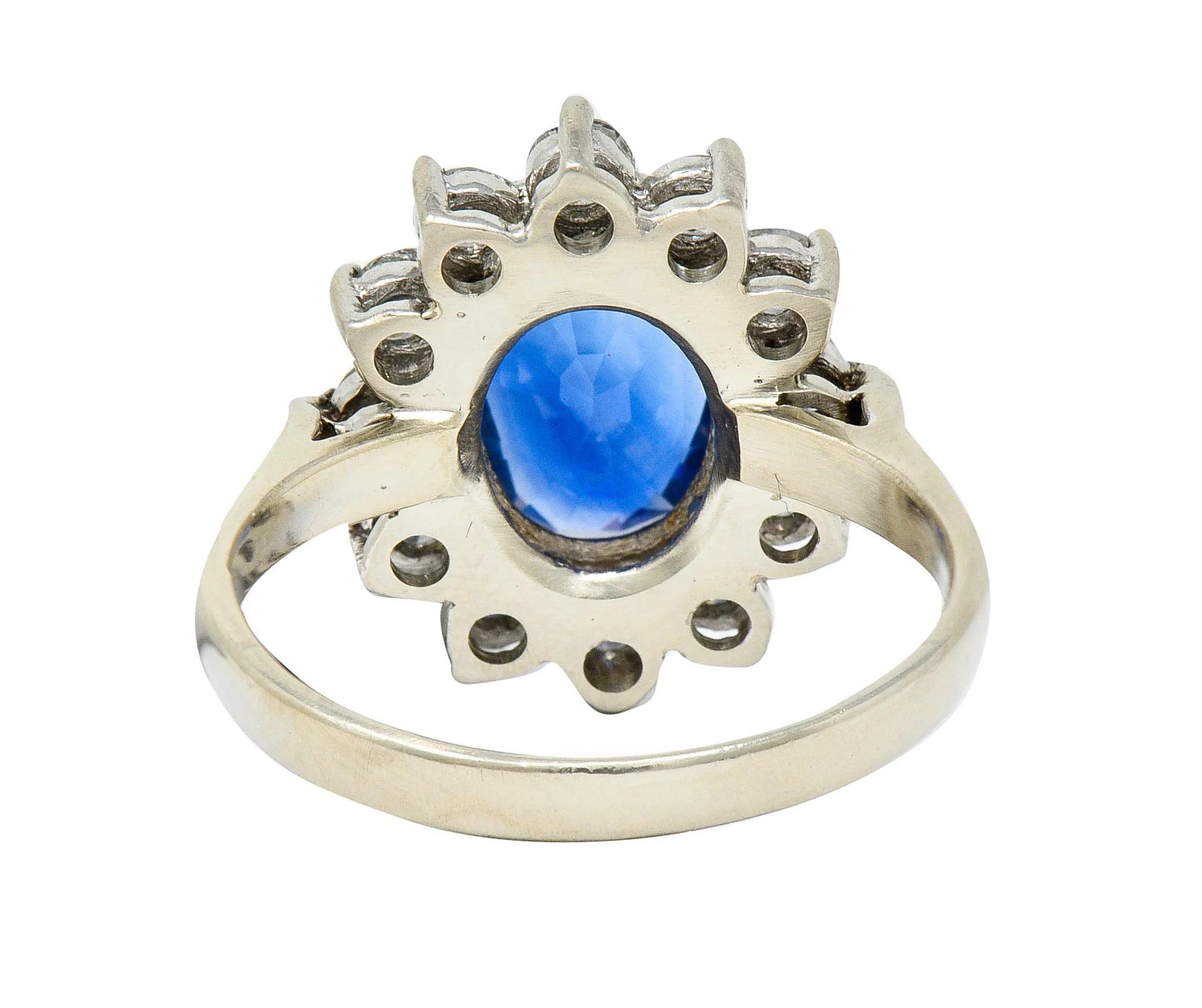 Regal 5.16 CTW Sapphire Diamond 14 Karat White Gold Cluster Ring - Image 4