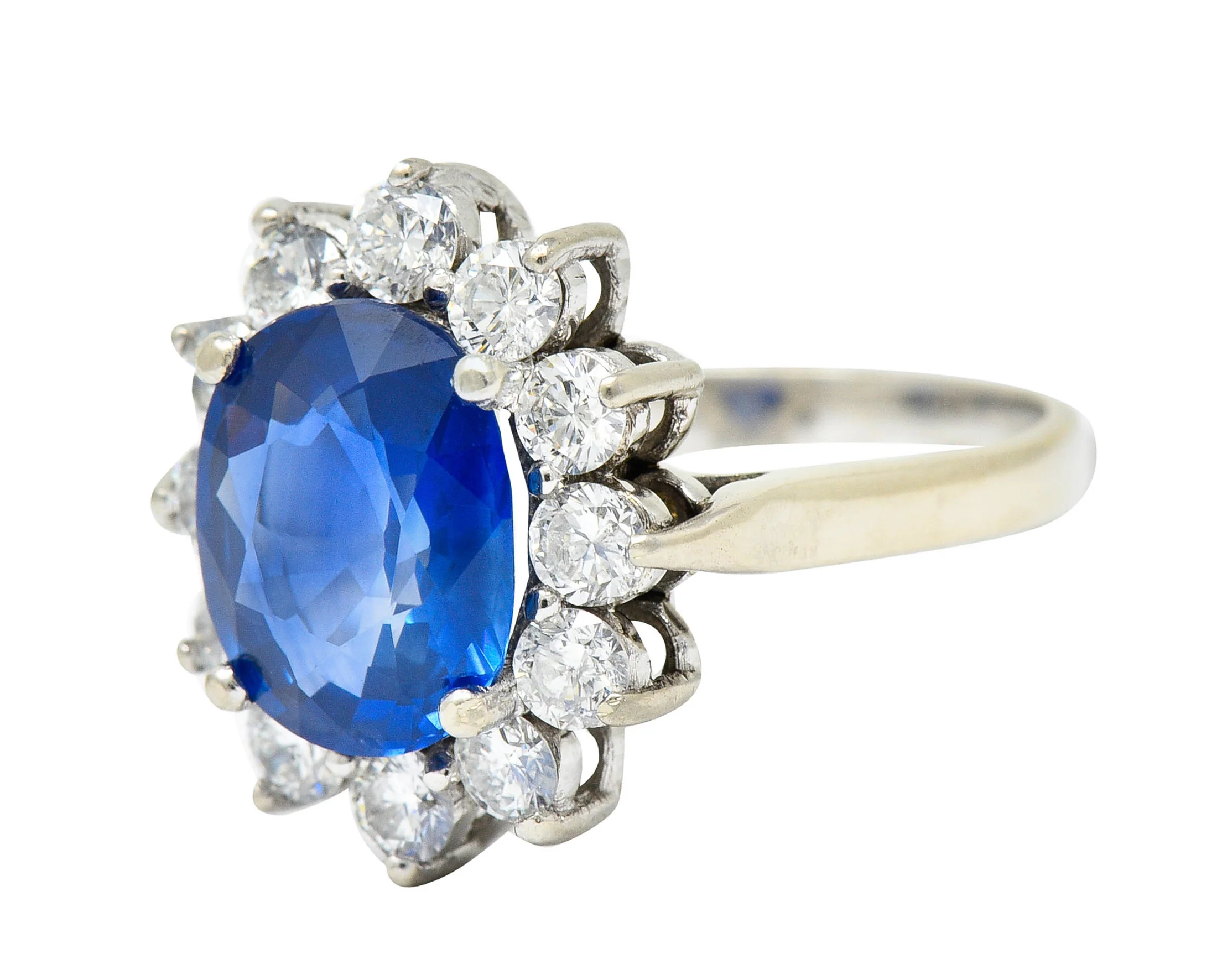 Regal 5.16 CTW Sapphire Diamond 14 Karat White Gold Cluster Ring - Image 6