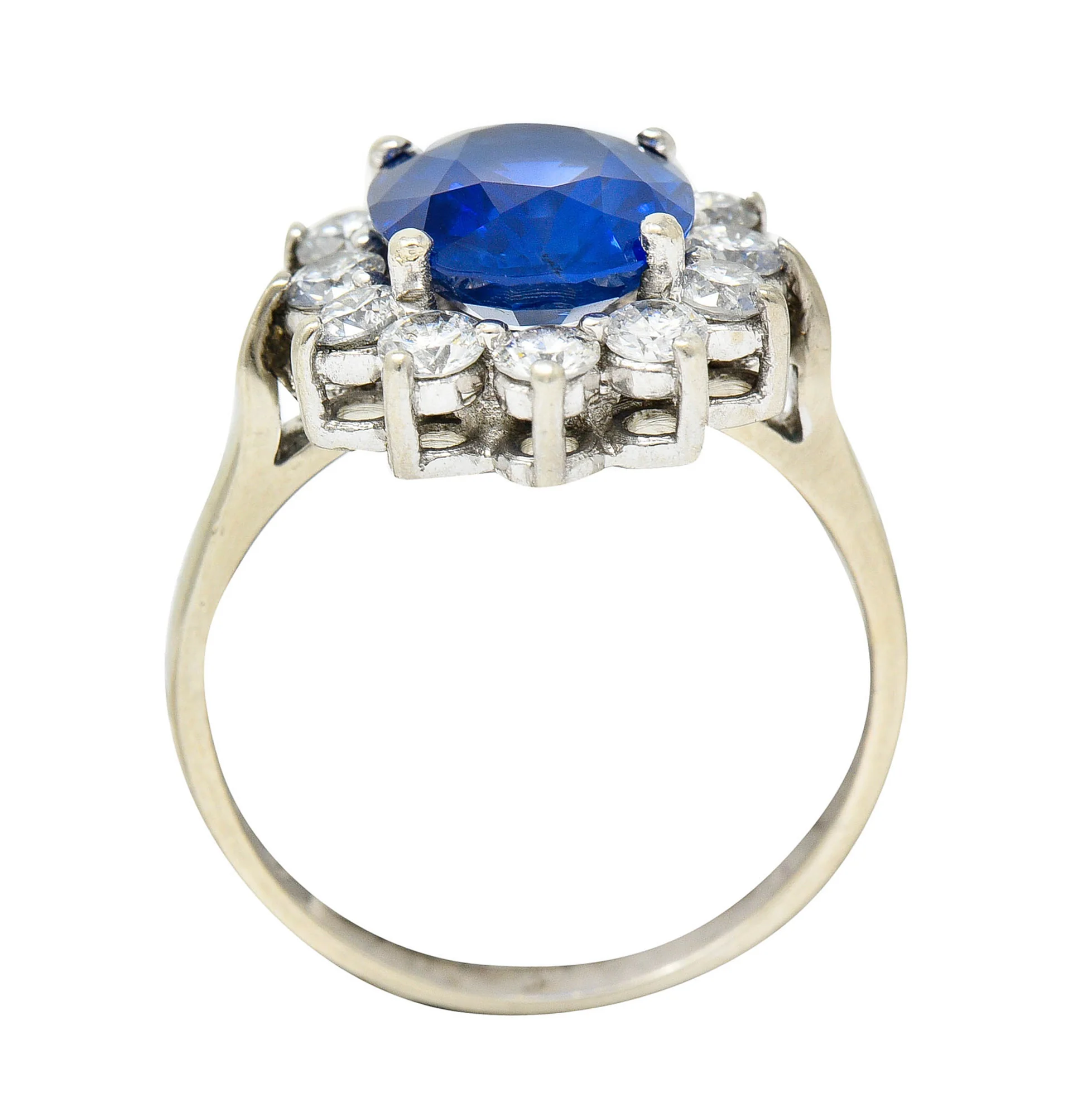 Regal 5.16 CTW Sapphire Diamond 14 Karat White Gold Cluster Ring - Image 8