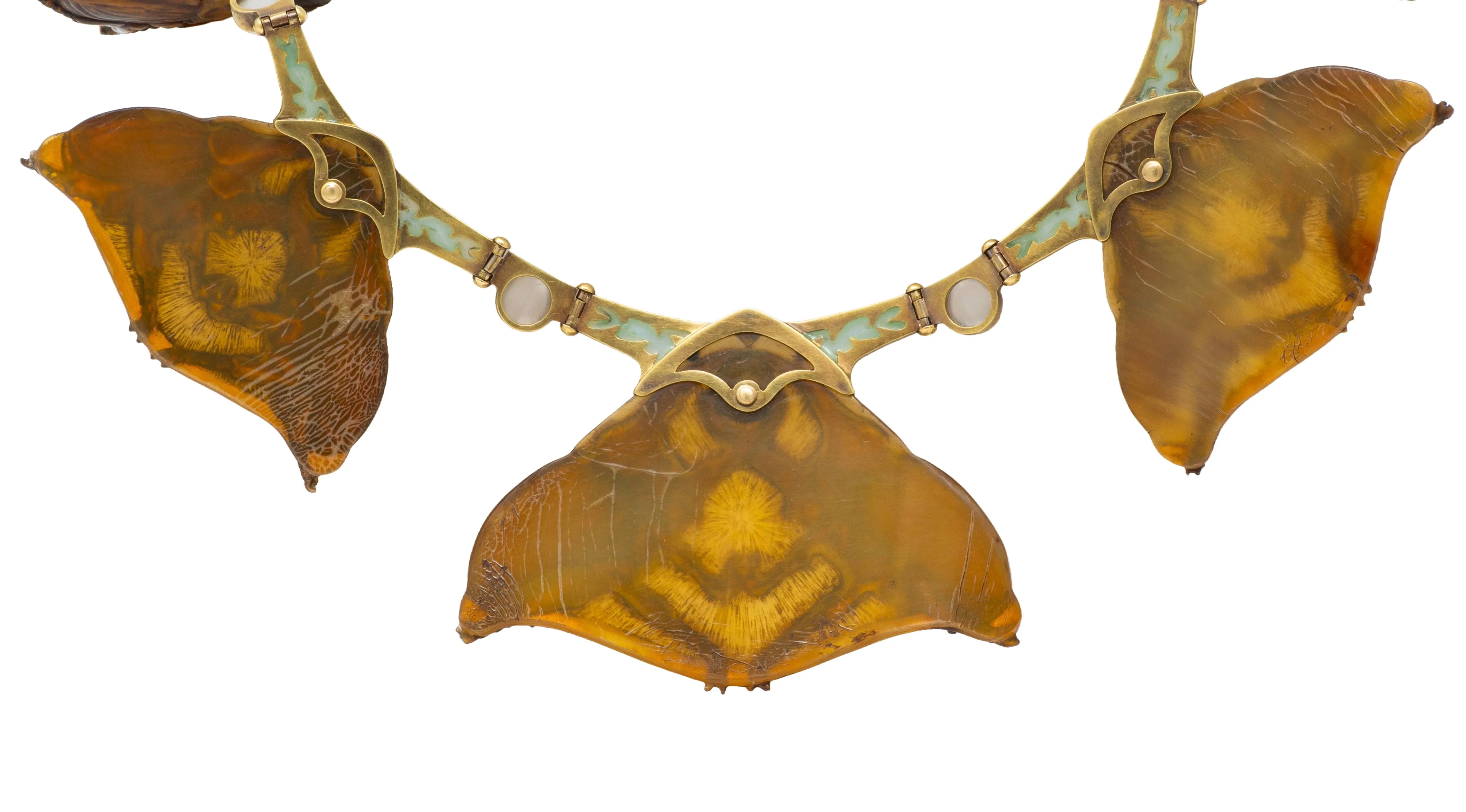 René Lalique Art Nouveau Moonstone Horn Enamel 18 Karat Yellow Gold Antique Stag Beetle Necklace - Image 15