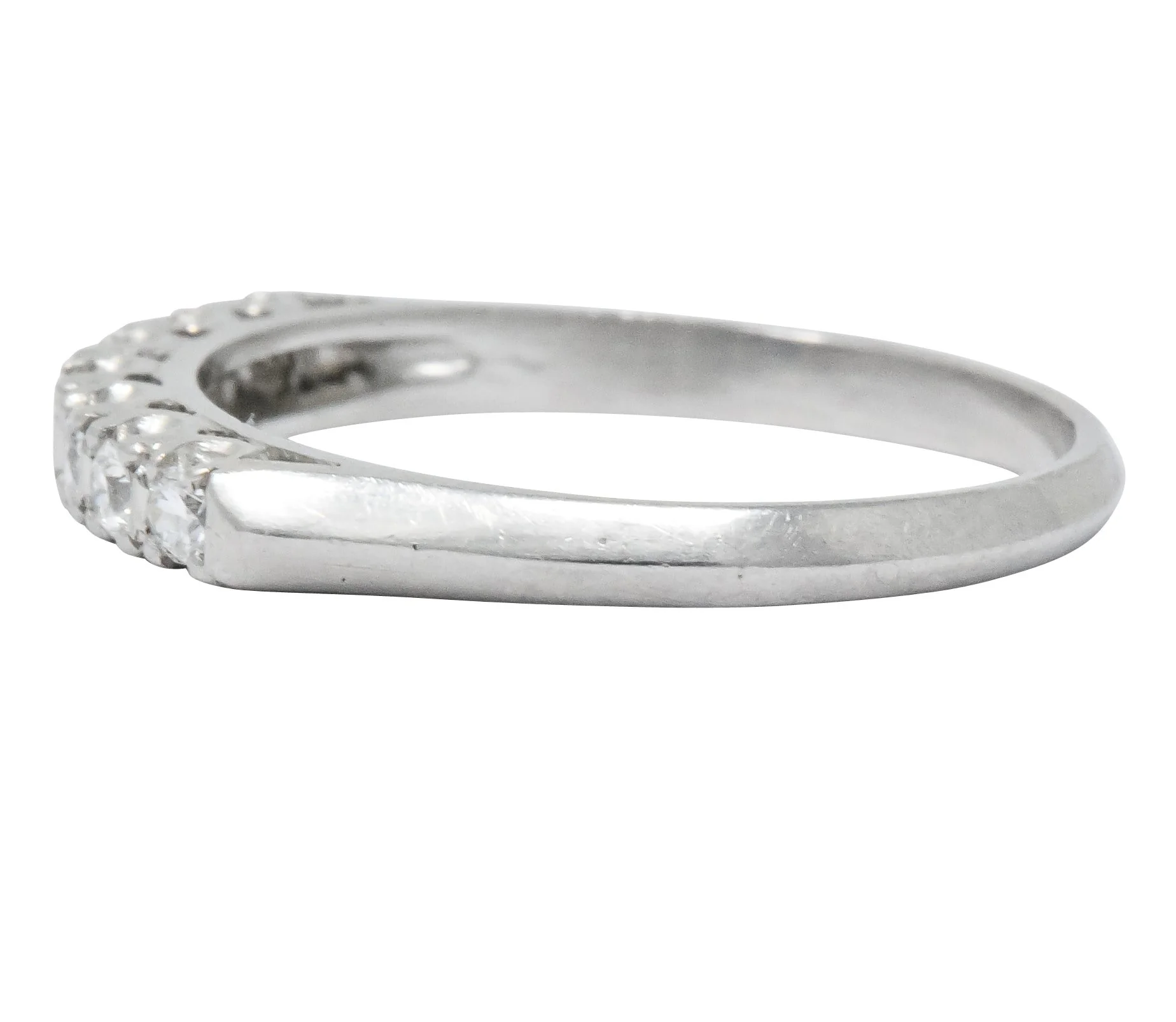 Retro 0.21 CTW Diamond Platinum Anniversary Band Stackable Ring - Image 3