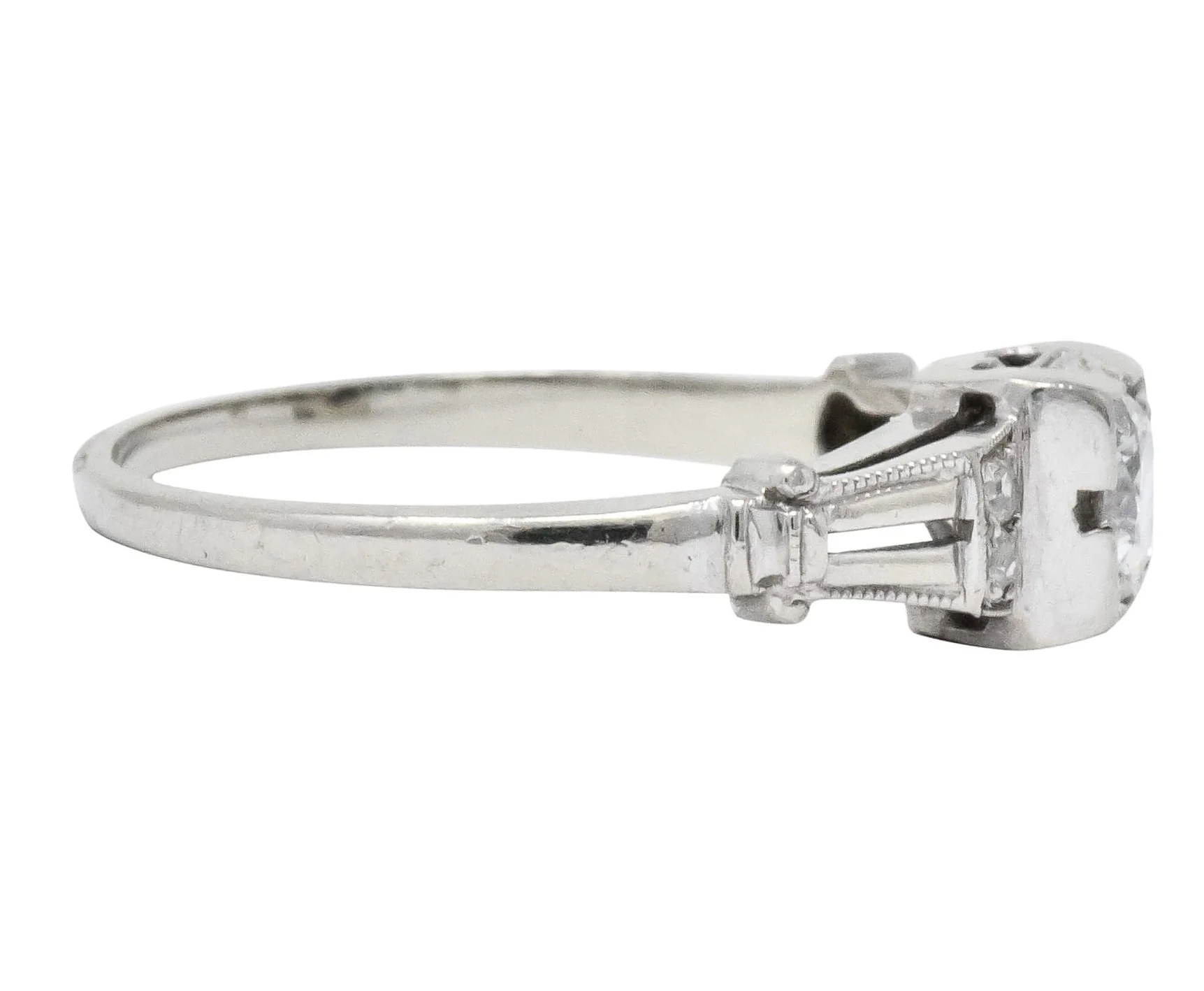 Retro 0.35 CTW Diamond 18 Karat White Gold Engagement Ring Circa 1950 - Image 2