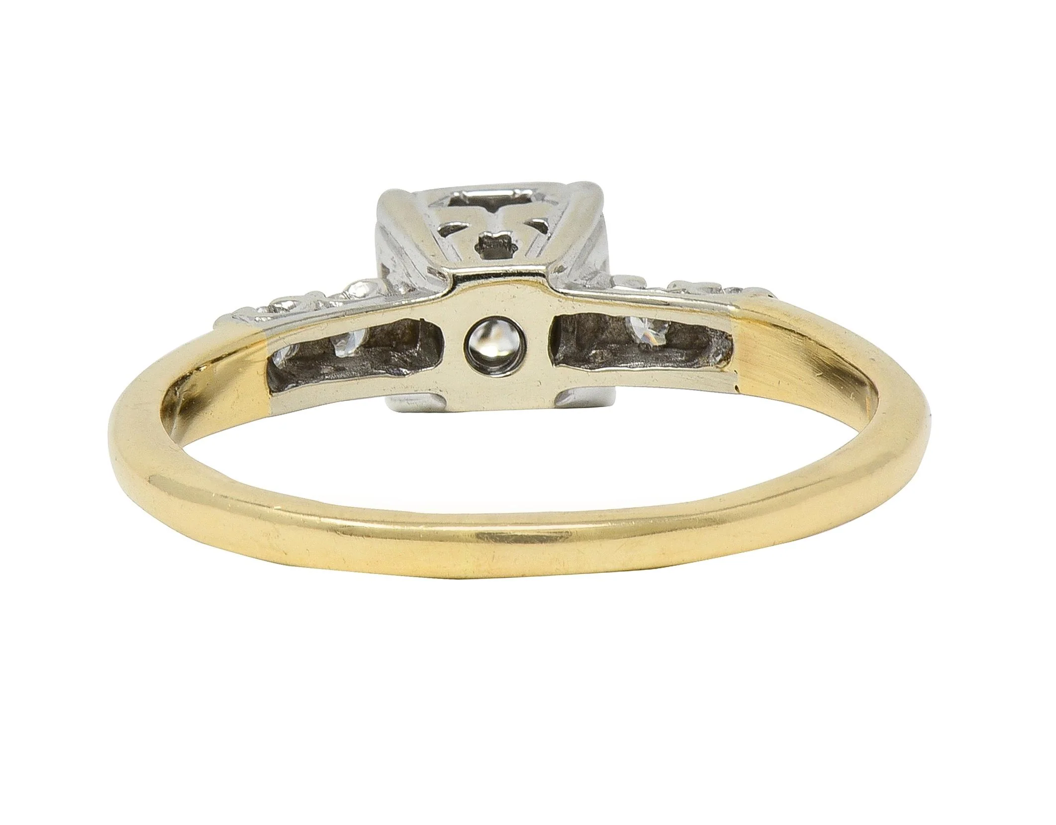 Retro 0.35 CTW Transitional Cut Diamond 14 Karat Two-Tone Gold Vintage Engagement Ring - Image 3