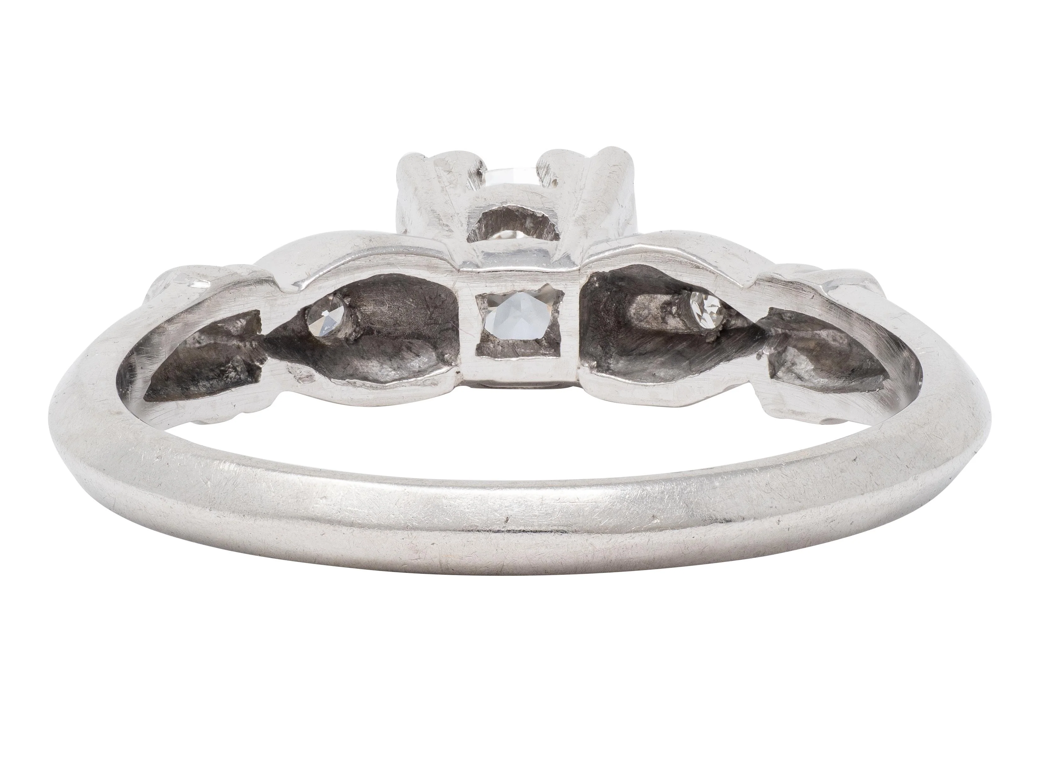 Retro 0.38 CTW Transitional Diamond Platinum Vintage Knife Edge Engagement Ring - Image 3