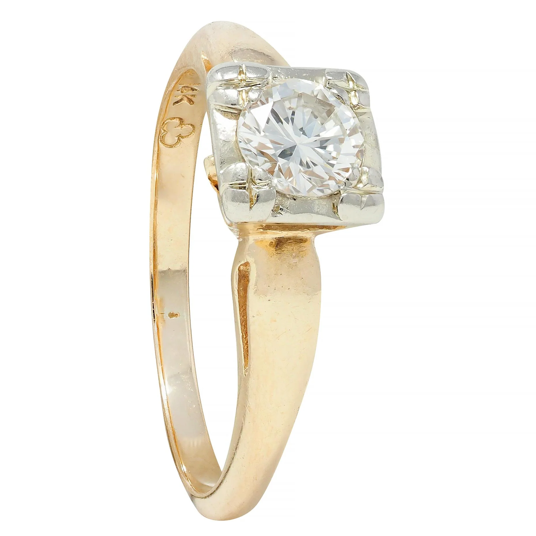 Retro 0.40 CTW Diamond 14 Karat Two-Tone Gold Solitaire Vintage Engagement Ring - Image 10