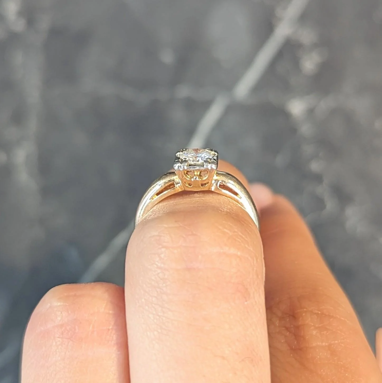 Retro 0.40 CTW Diamond 14 Karat Two-Tone Gold Solitaire Vintage Engagement Ring - Image 14
