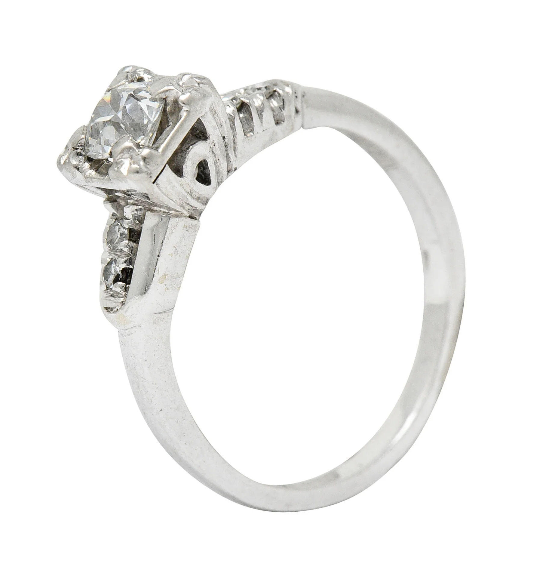 Retro 0.40 CTW Diamond 14 Karat White Gold Engagement Ring - Image 10