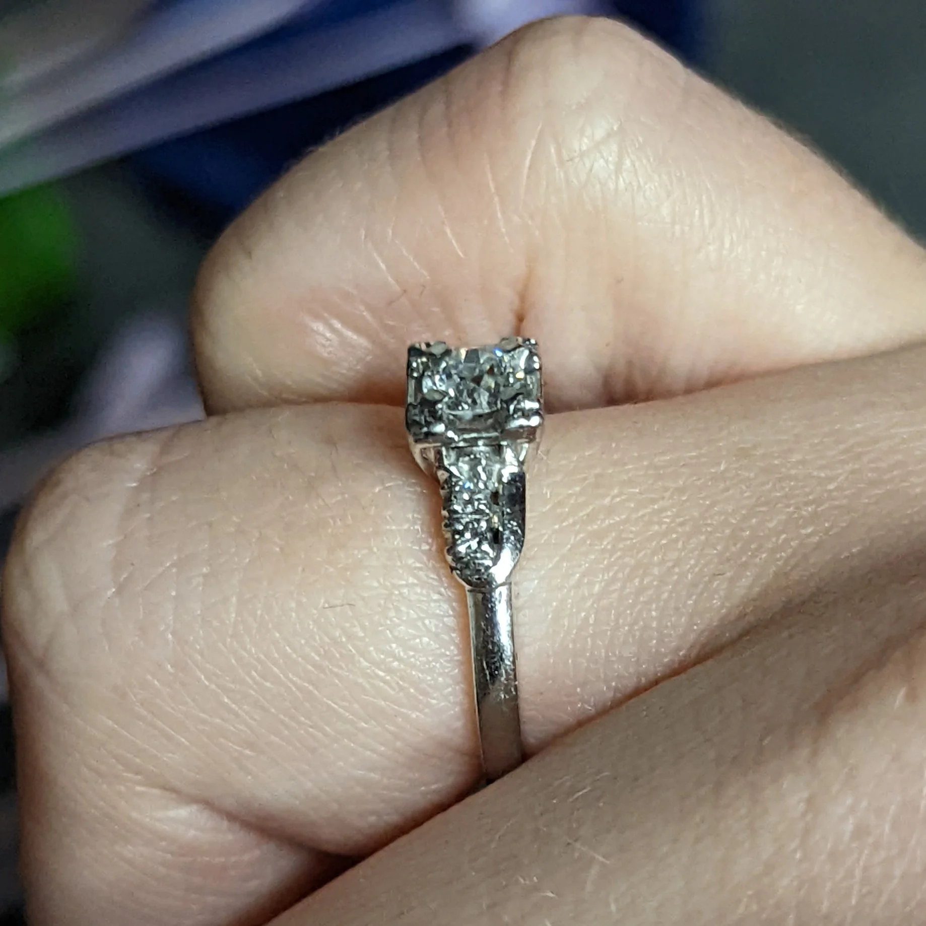 Retro 0.40 CTW Diamond 14 Karat White Gold Engagement Ring - Image 12