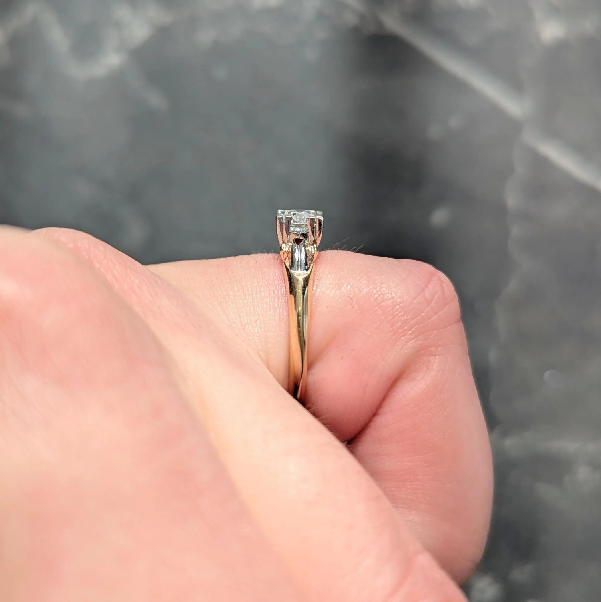 Retro 0.43 CT Diamond 14 Karat Two-Tone Gold Vintage Heart Solitaire Engagement Ring - Image 11