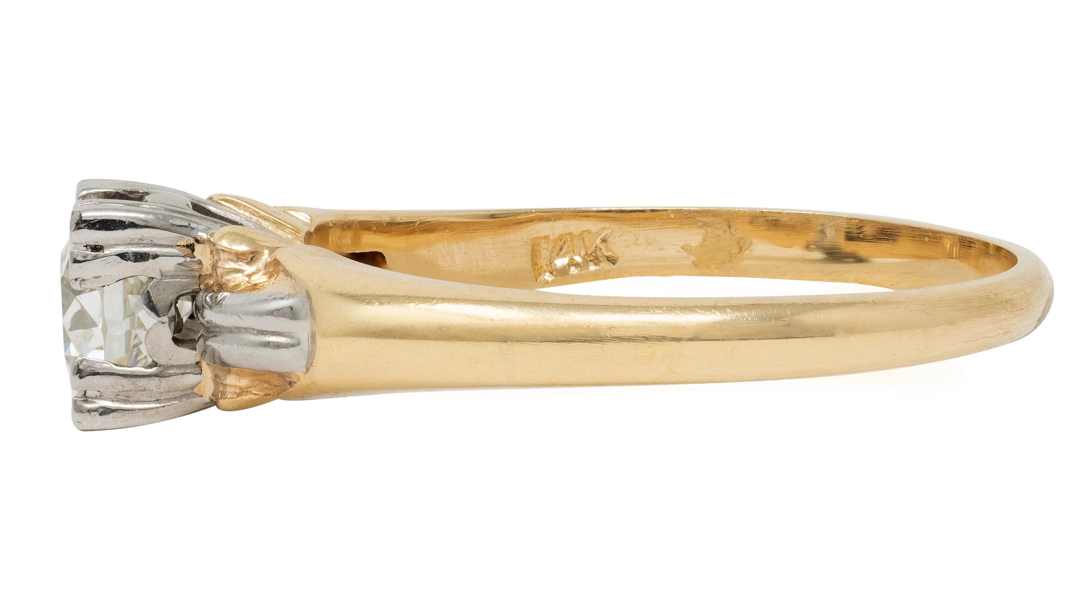 Retro 0.43 CT Diamond 14 Karat Two-Tone Gold Vintage Heart Solitaire Engagement Ring - Image 6