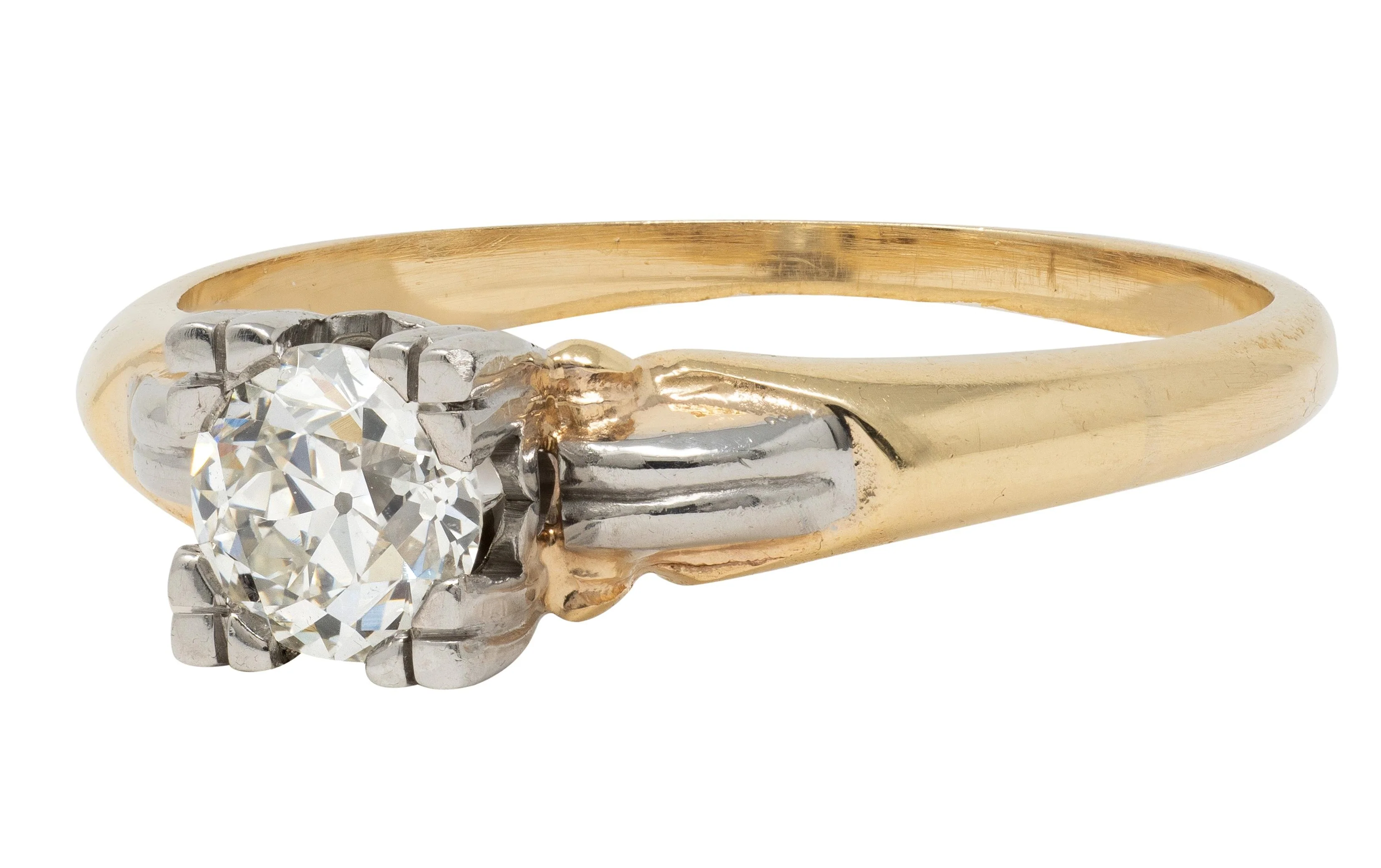 Retro 0.43 CT Diamond 14 Karat Two-Tone Gold Vintage Heart Solitaire Engagement Ring - Image 7